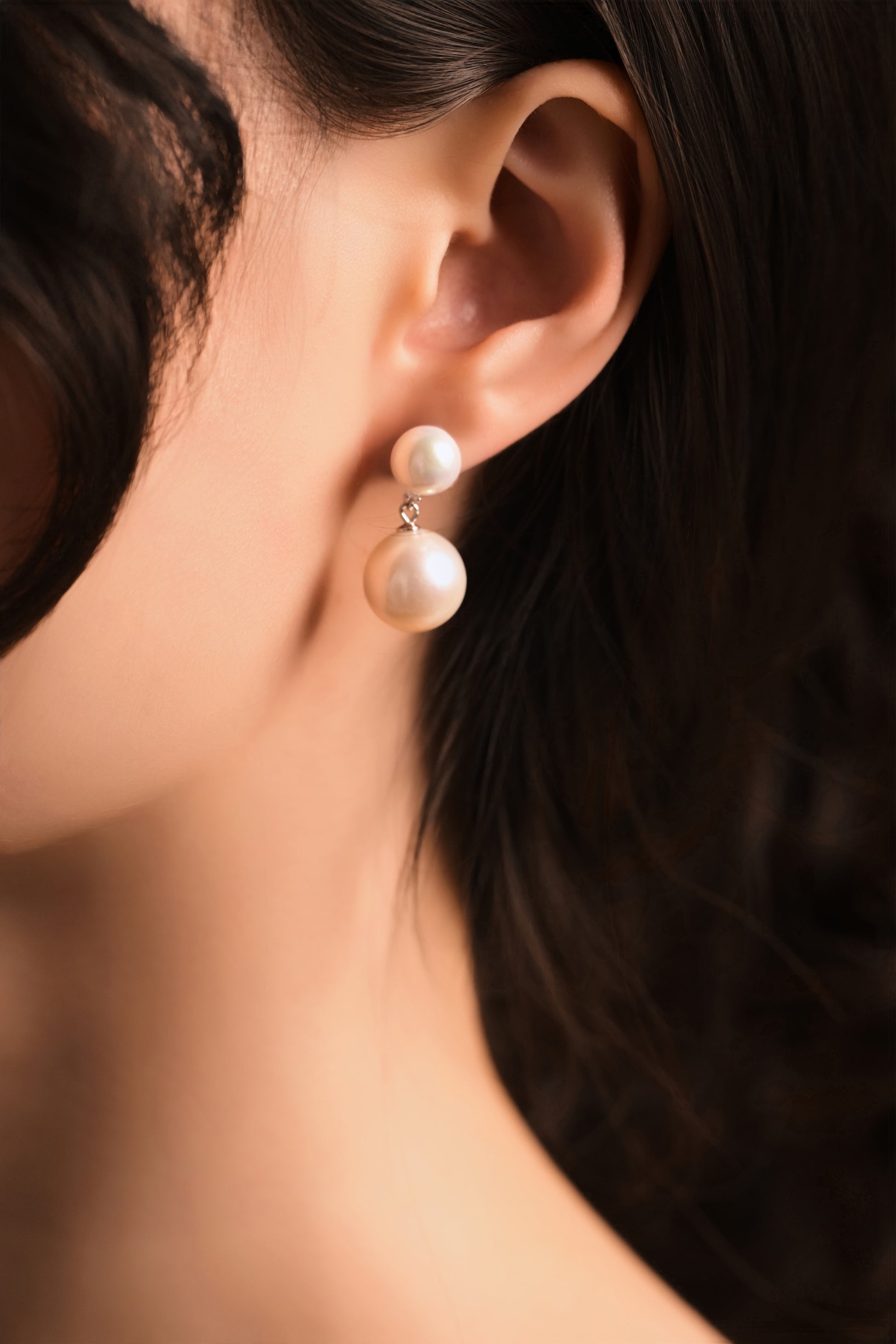 Classic Double Pearl & Diamond Earrings