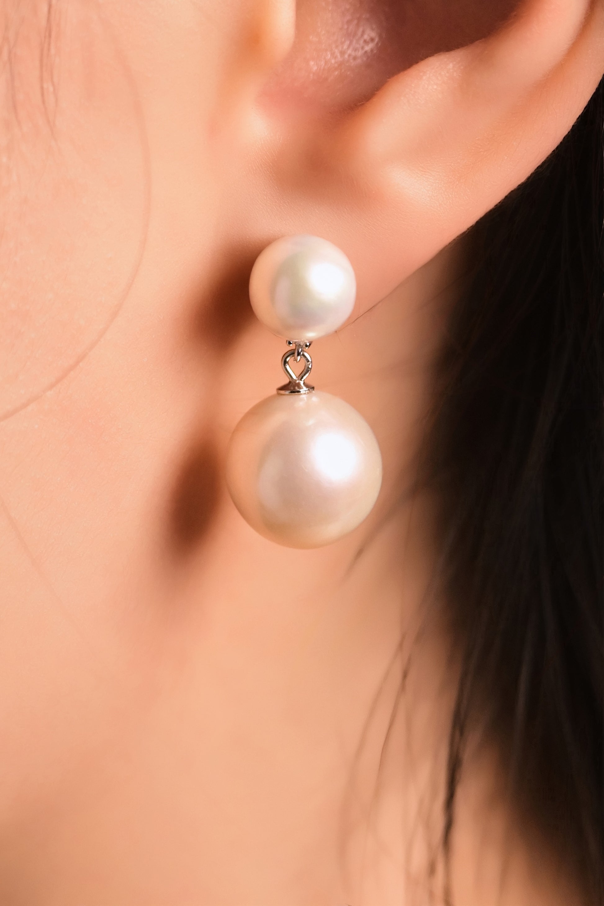 Classic Double Pearl & Diamond Earrings