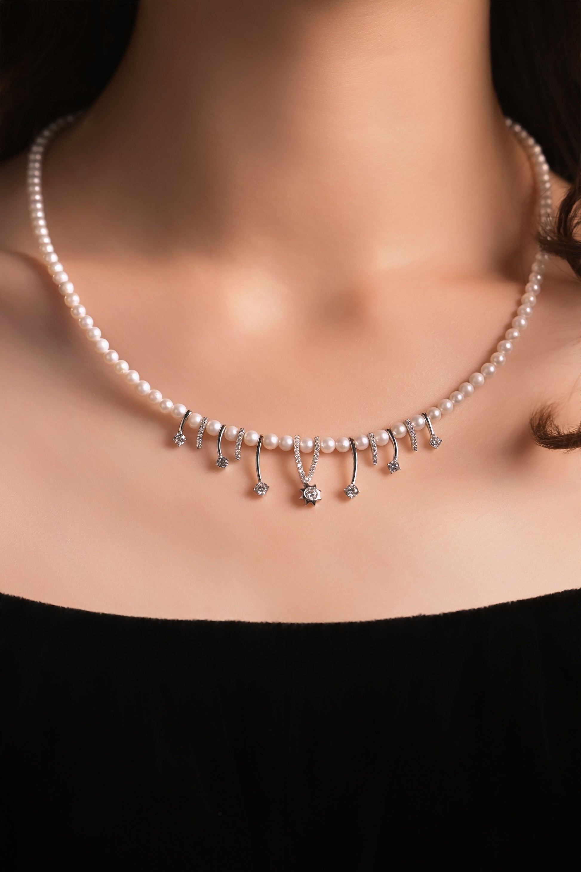 "Starry Sky" Tiny Freshwater Pearl Necklace