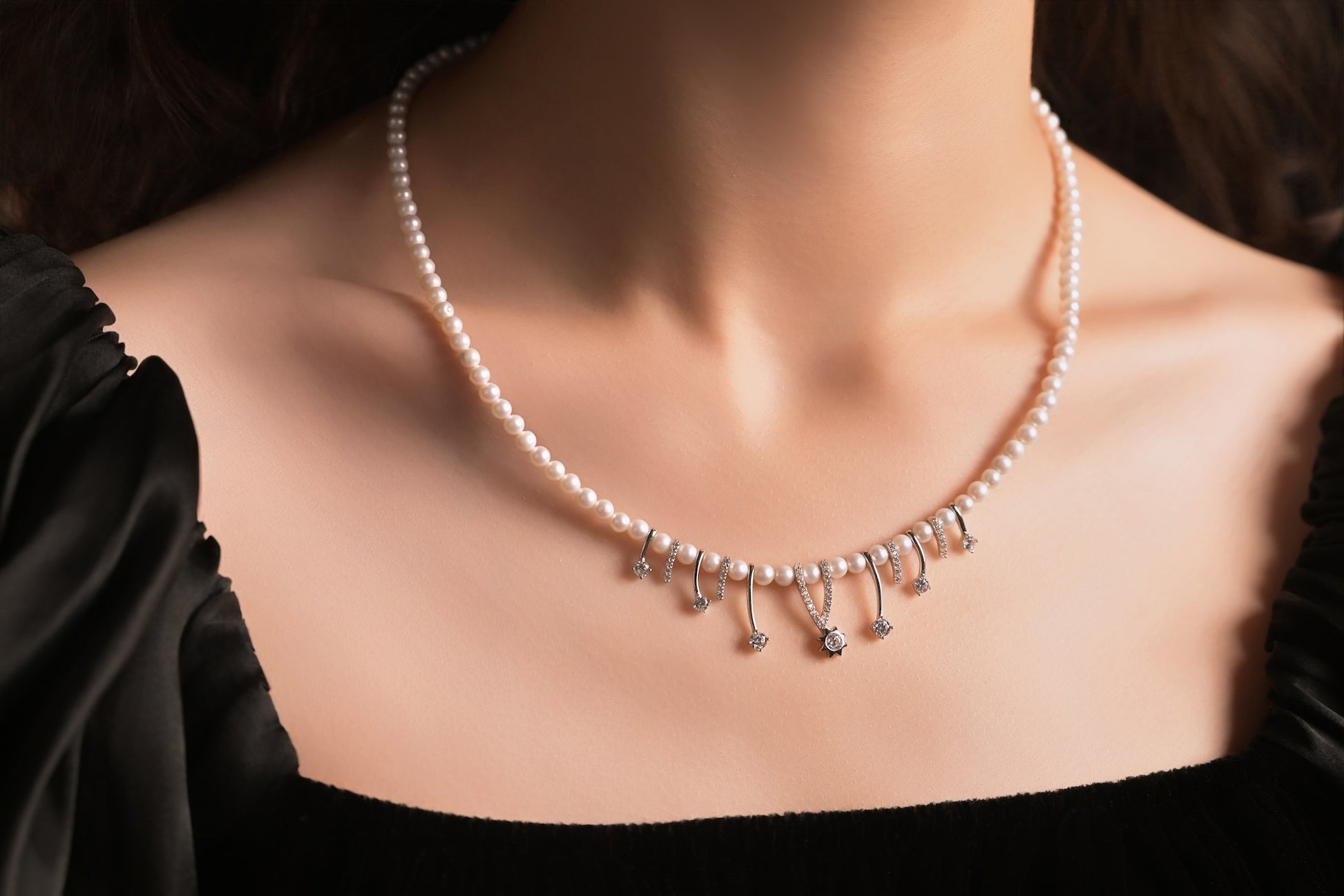 "Starry Sky" Tiny Freshwater Pearl Necklace