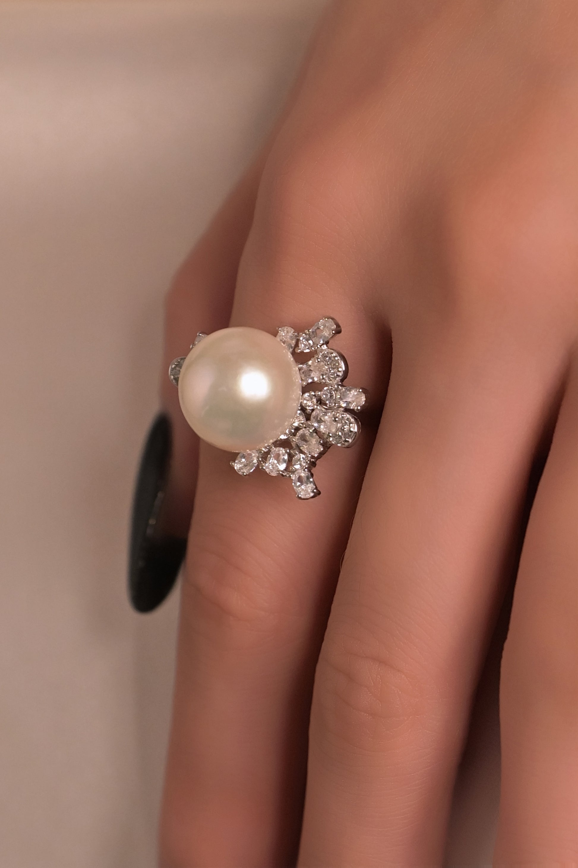 "Fireworks" Crystal Freshwater Pearl Ring