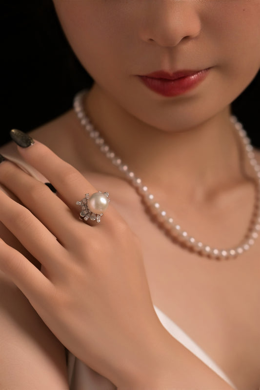"Fireworks" Crystal Freshwater Pearl Ring