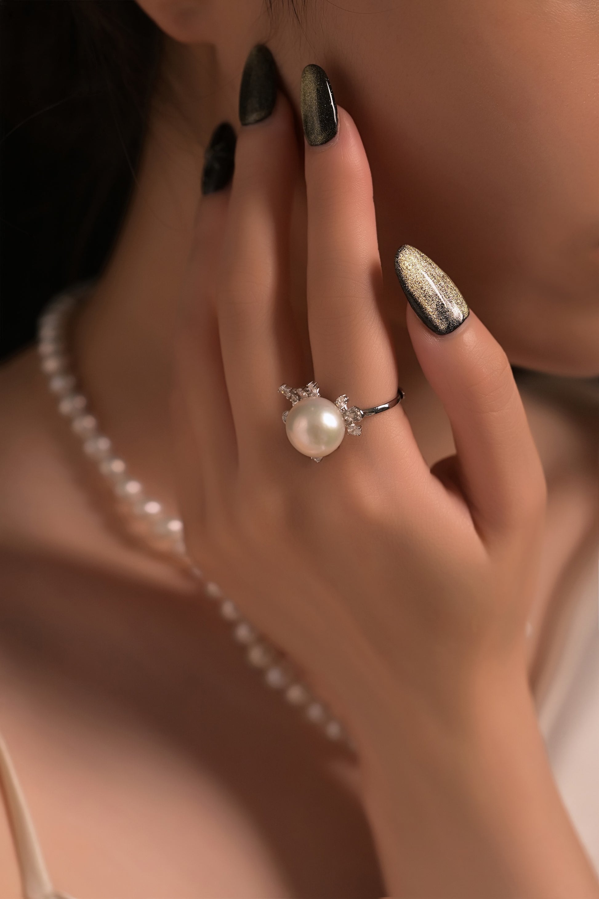 "Fireworks" Crystal Freshwater Pearl Ring