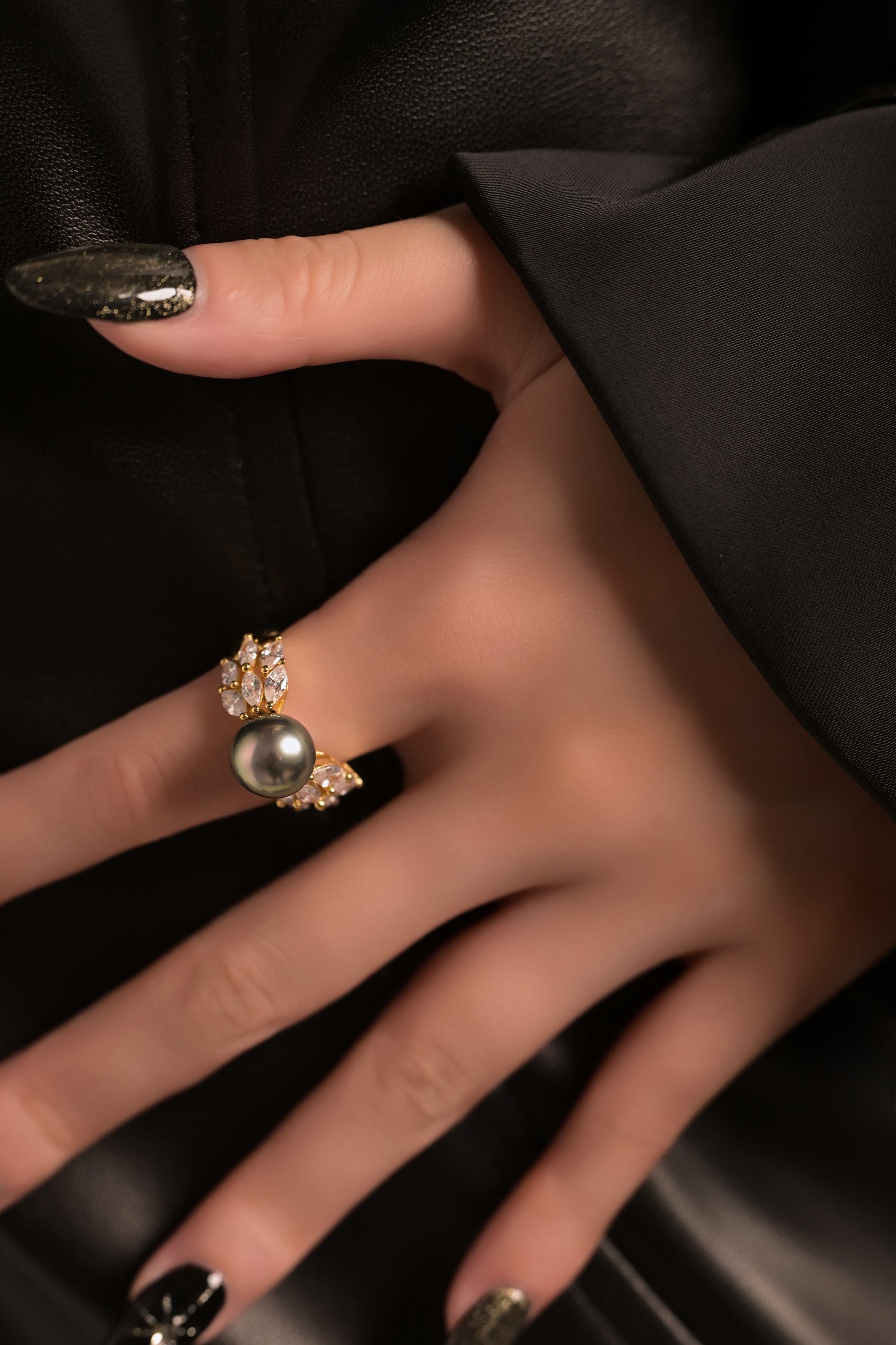 "Black Butterfly" Tahitian Pearl Ring