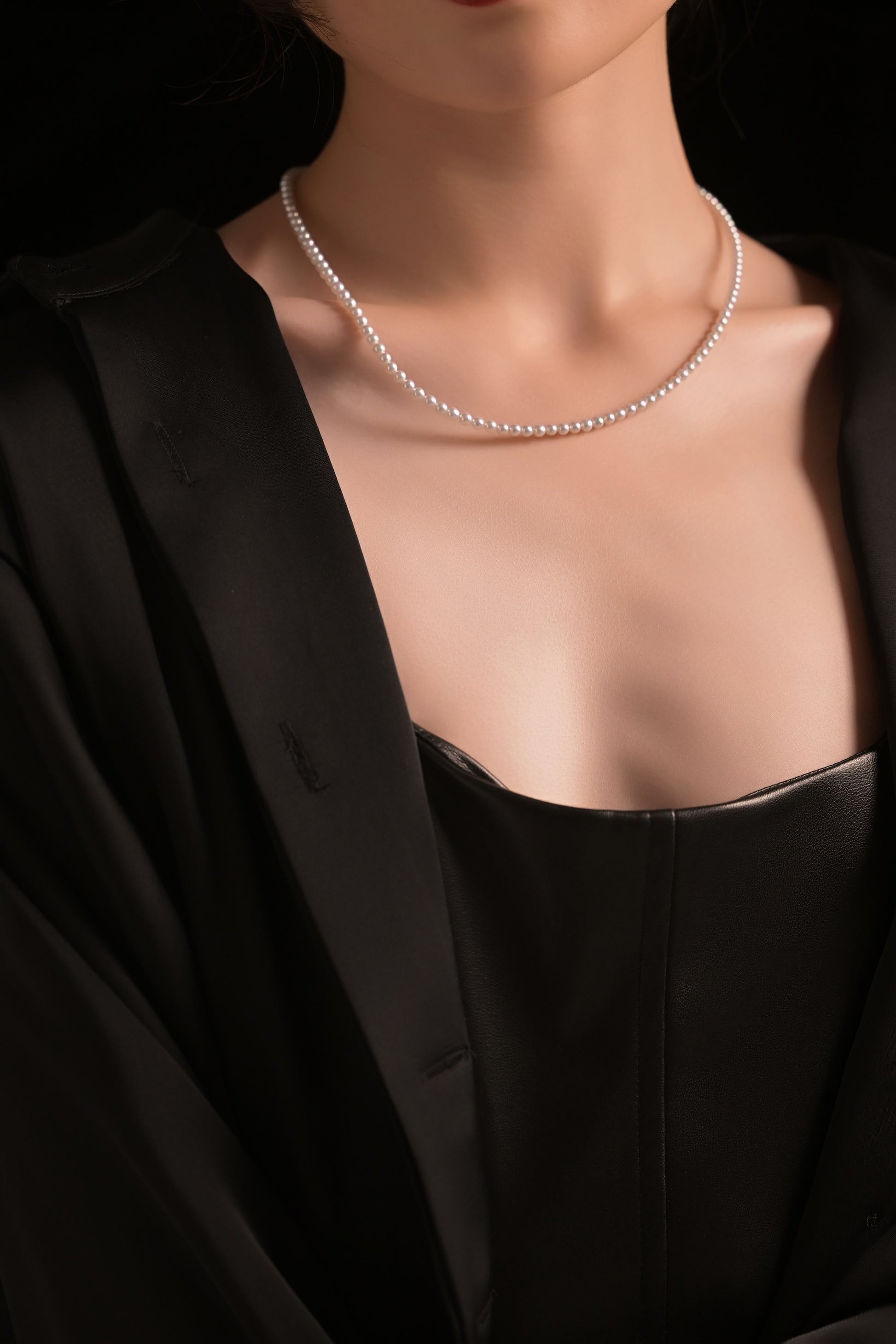 Blue Glow Tiny Pearl Necklace