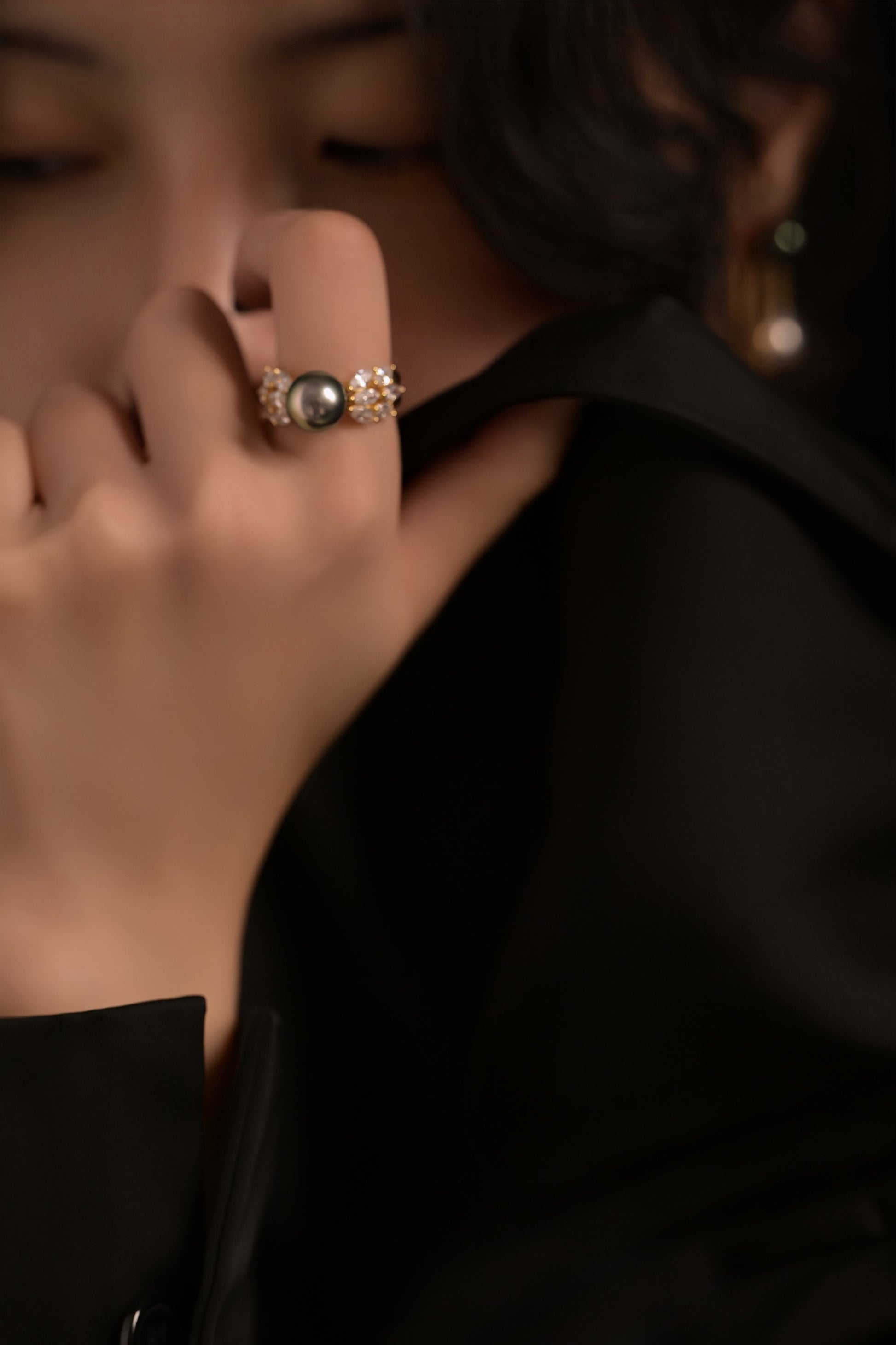 "Black Butterfly" Tahitian Pearl Ring