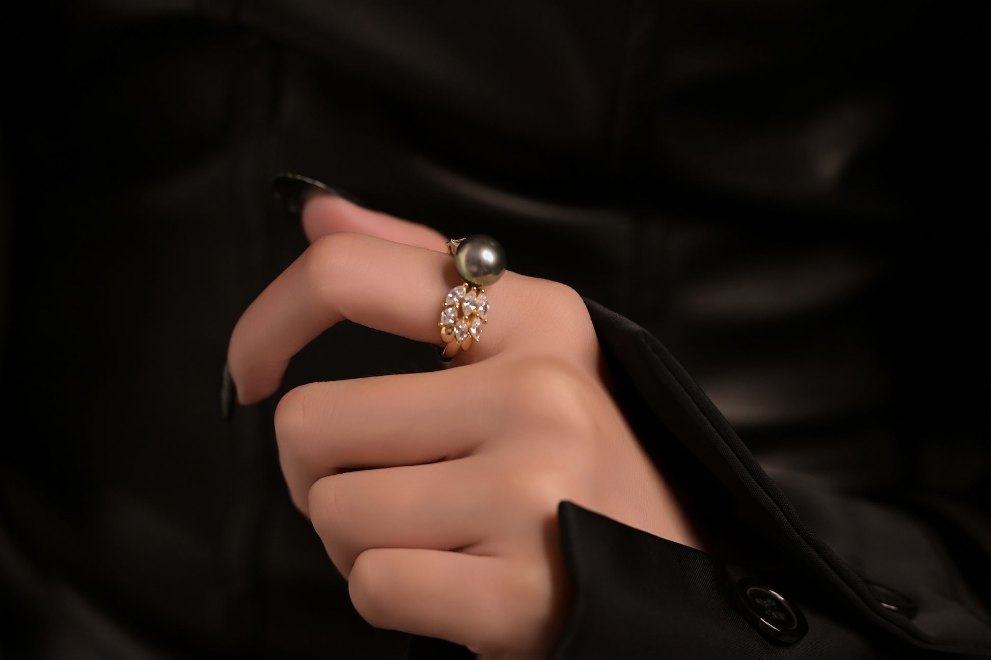 "Black Butterfly" Tahitian Pearl Ring