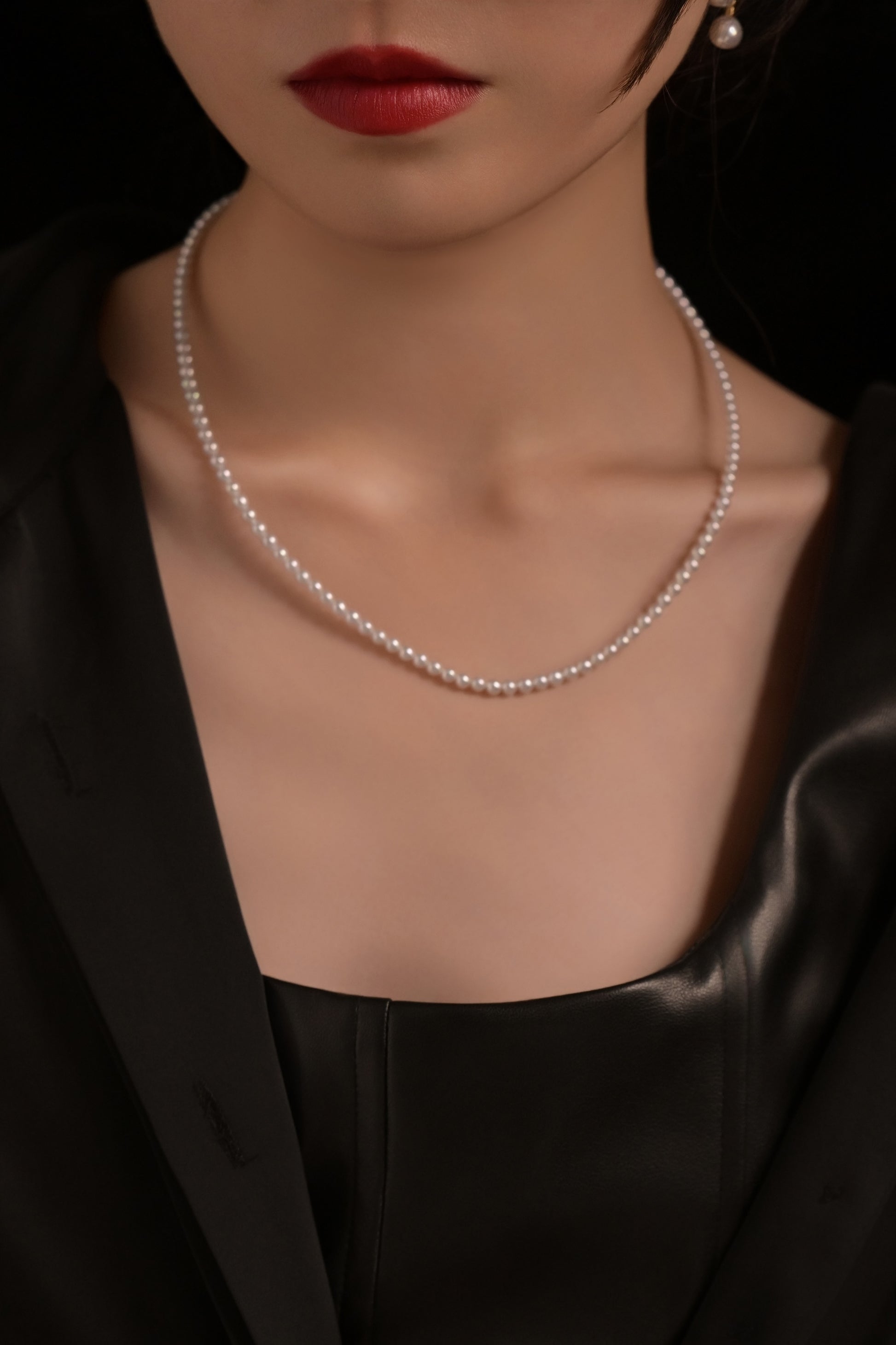 Blue Glow Tiny Pearl Necklace