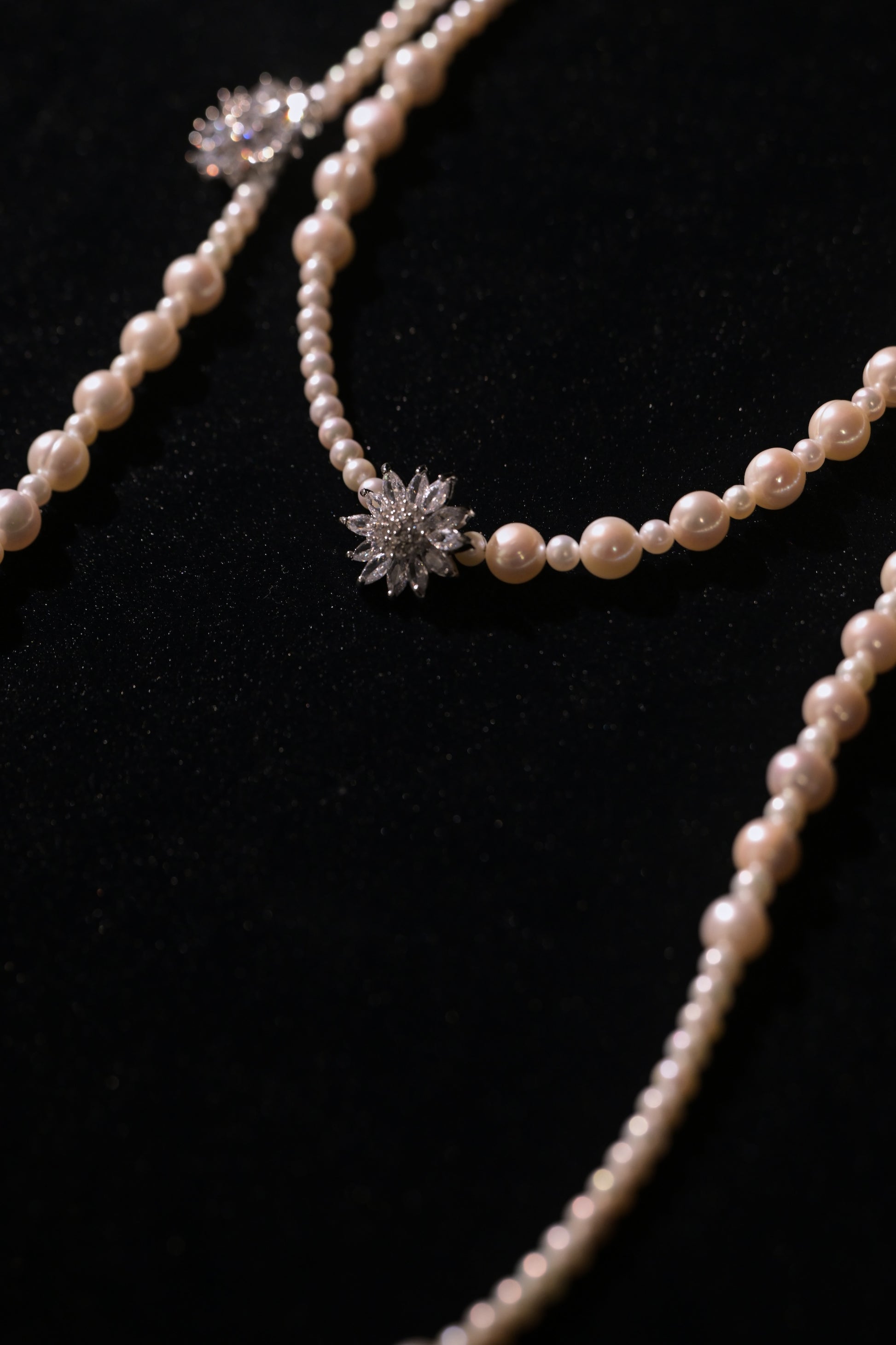 Silver Daisy Freshwater Pearl Sweater Chain