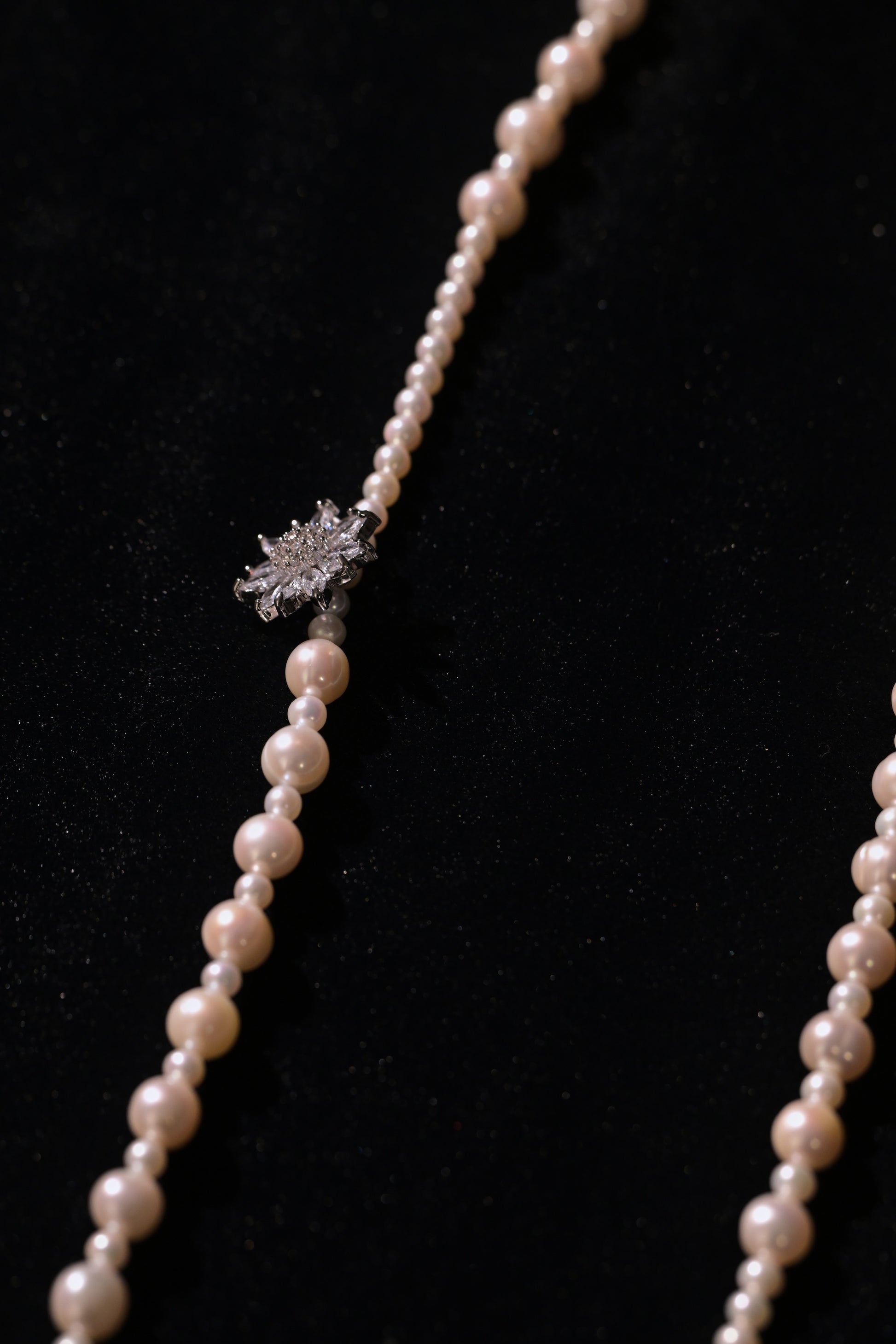 Silver Daisy Freshwater Pearl Sweater Chain