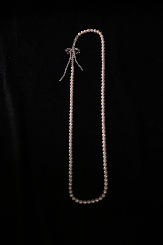 'Crystal Silk' Ribbon Freshwater Pearl Sweater Chain
