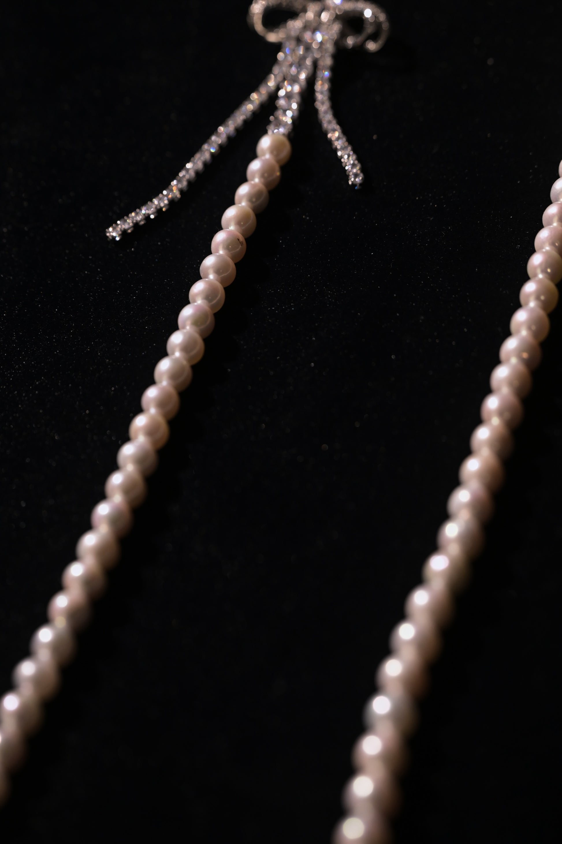 Crystal Silk Ribbon Freshwater Pearl Sweater Chain