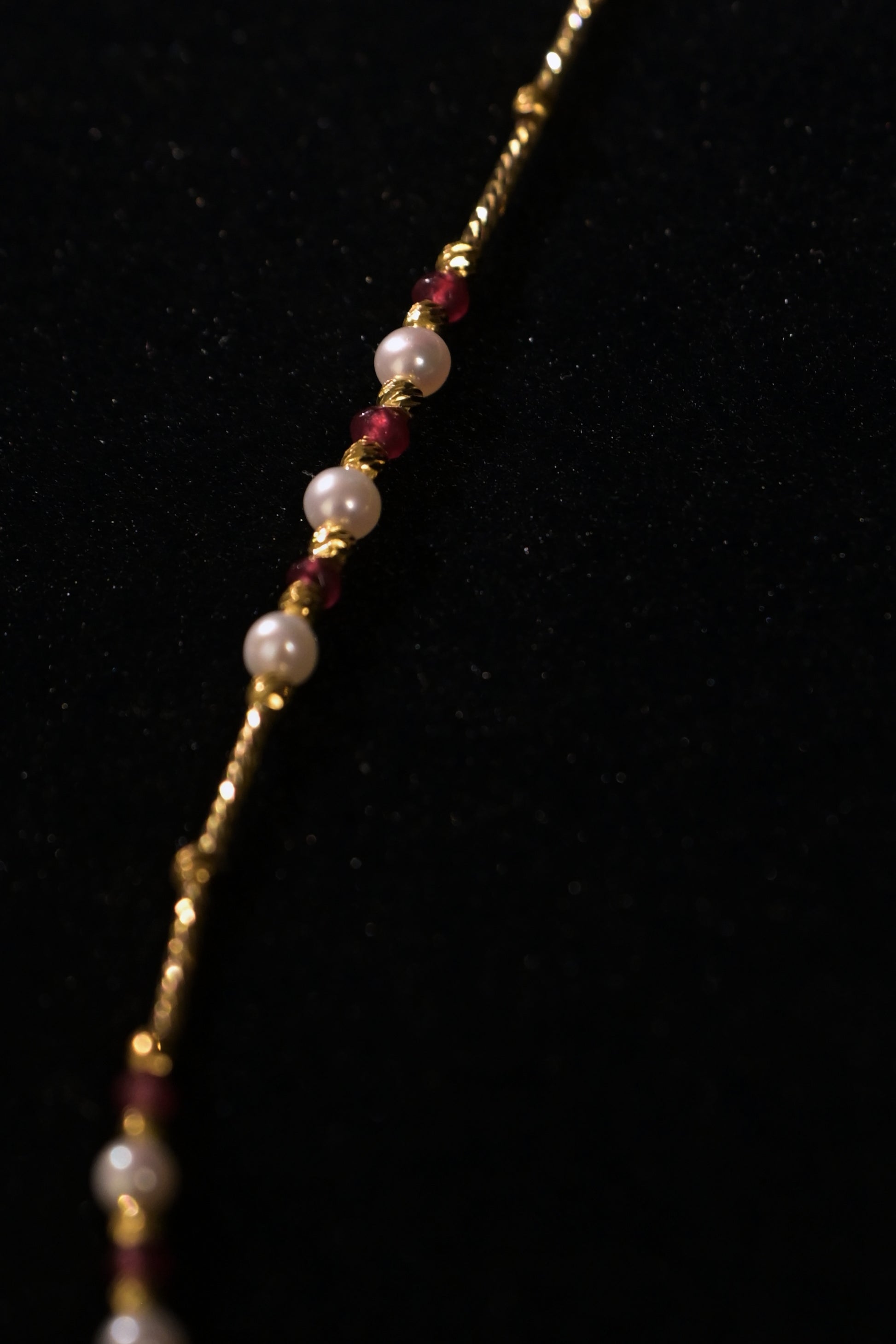 Ruby & Freshwater Pearl Gold Necklace