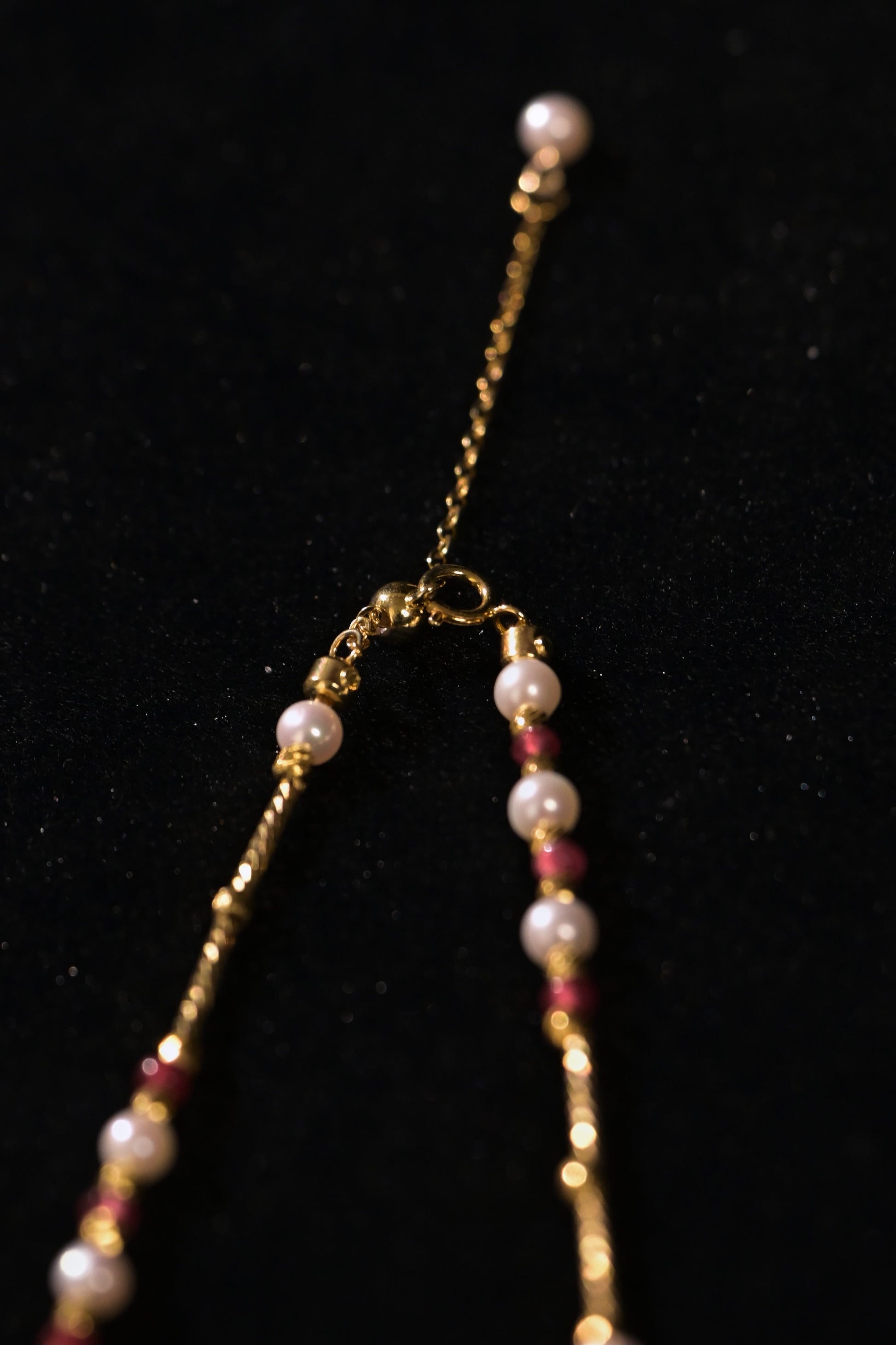 Ruby & Freshwater Pearl Gold Necklace