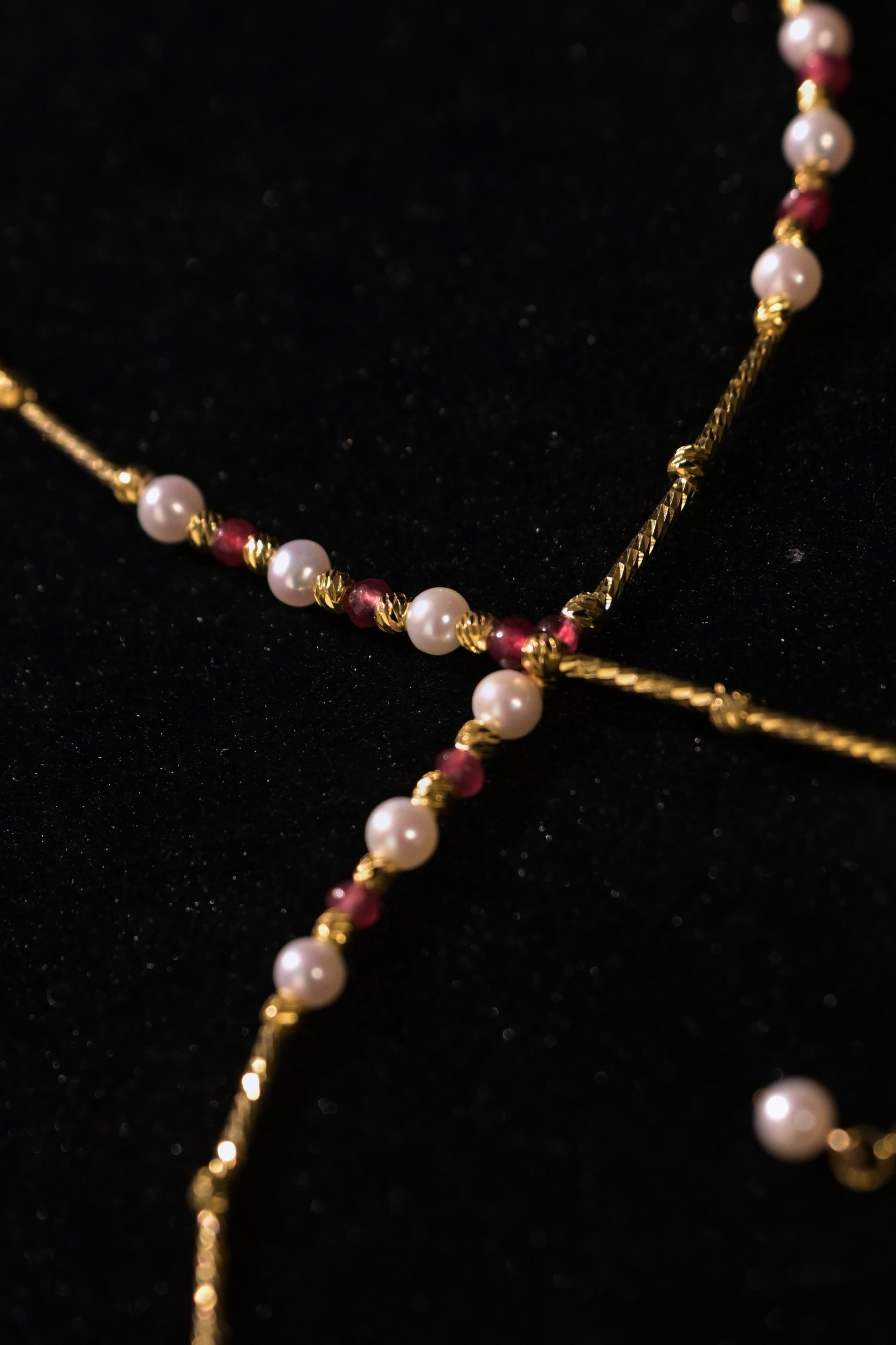 Ruby & Freshwater Pearl Gold Necklace
