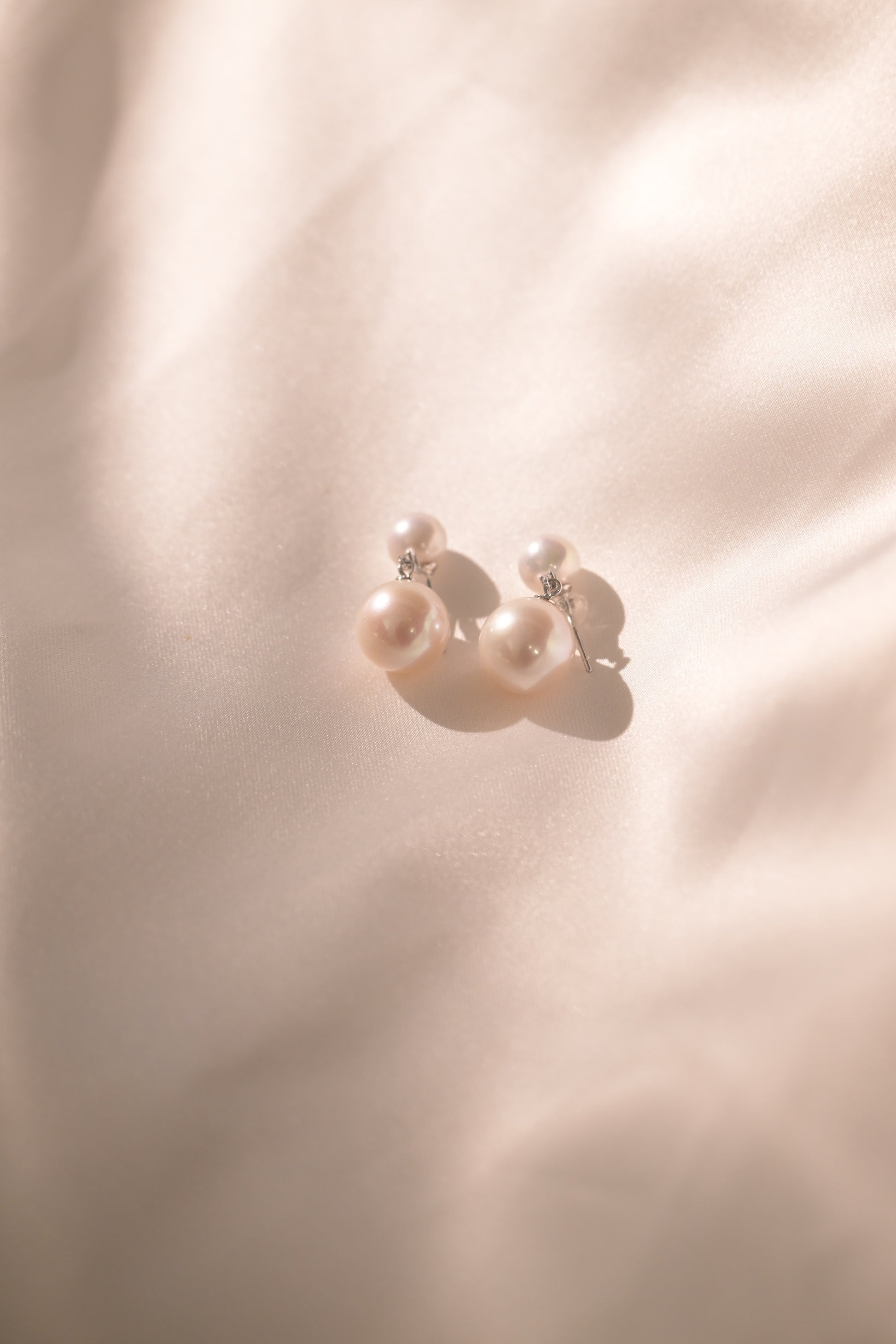 Classic Double Pearl & Diamond Earrings