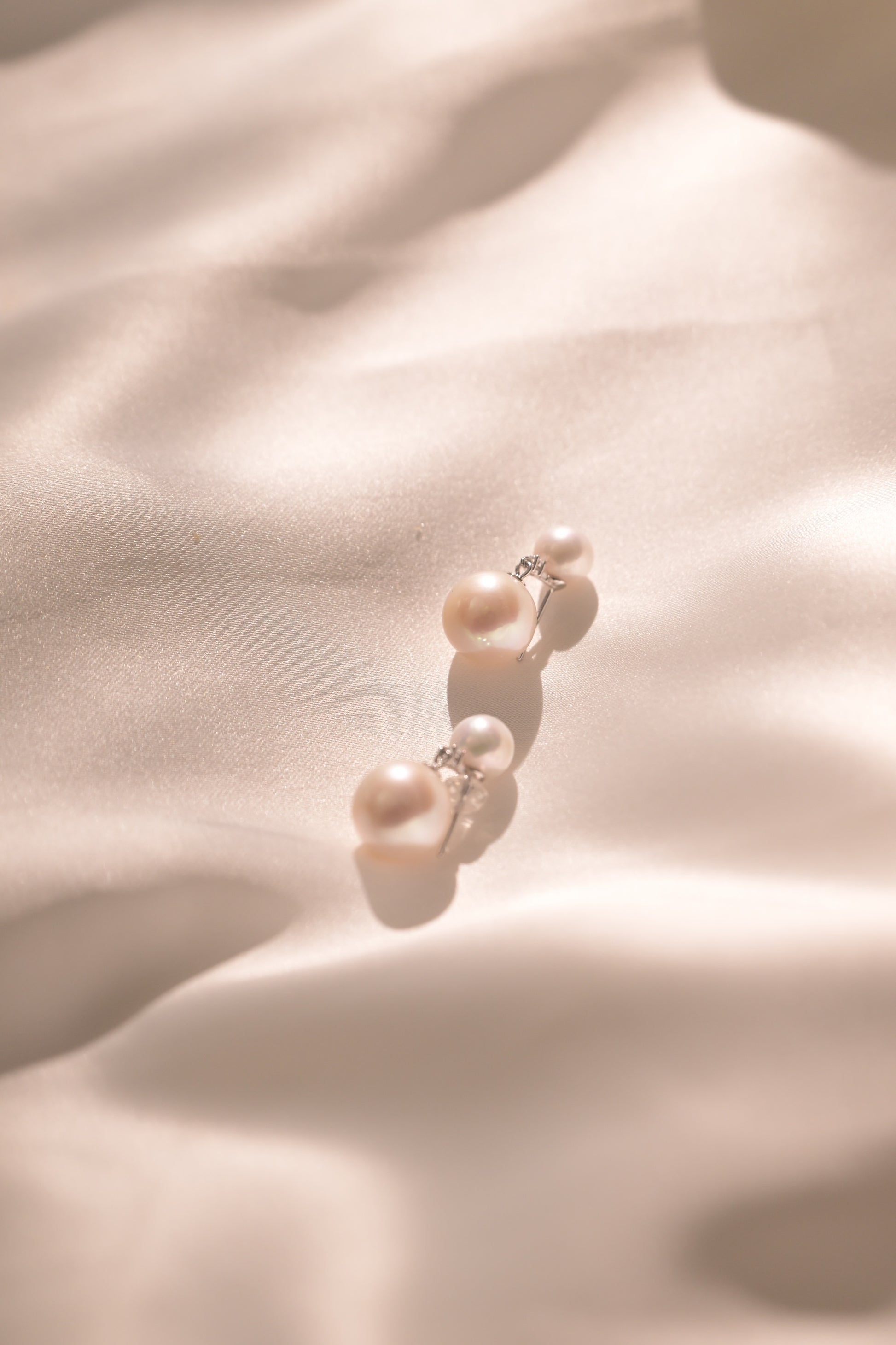 Classic Double Pearl & Diamond Earrings