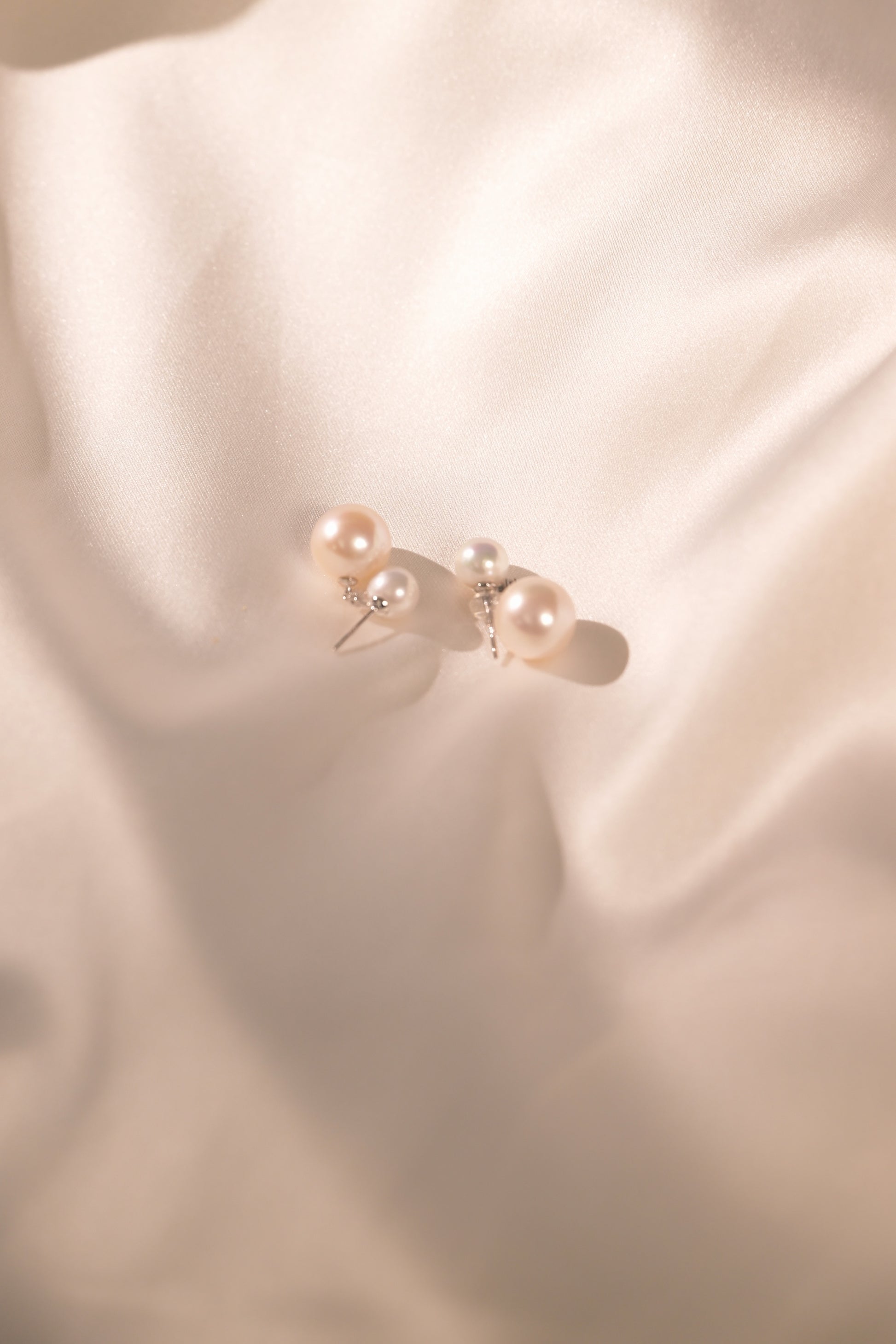 Classic Double Pearl & Diamond Earrings
