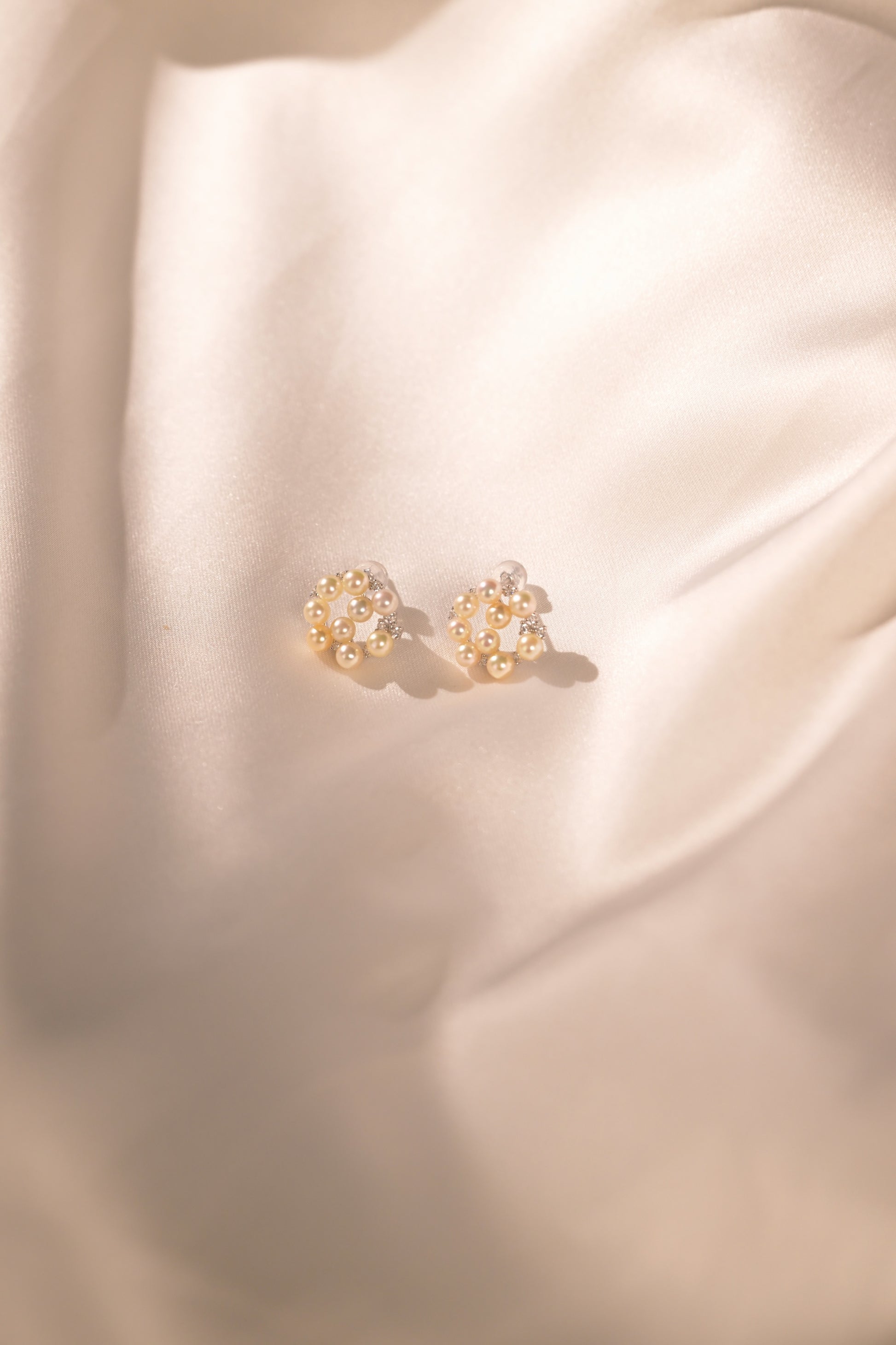 "Feather" Akoya Floral Pearl Stud Earrings