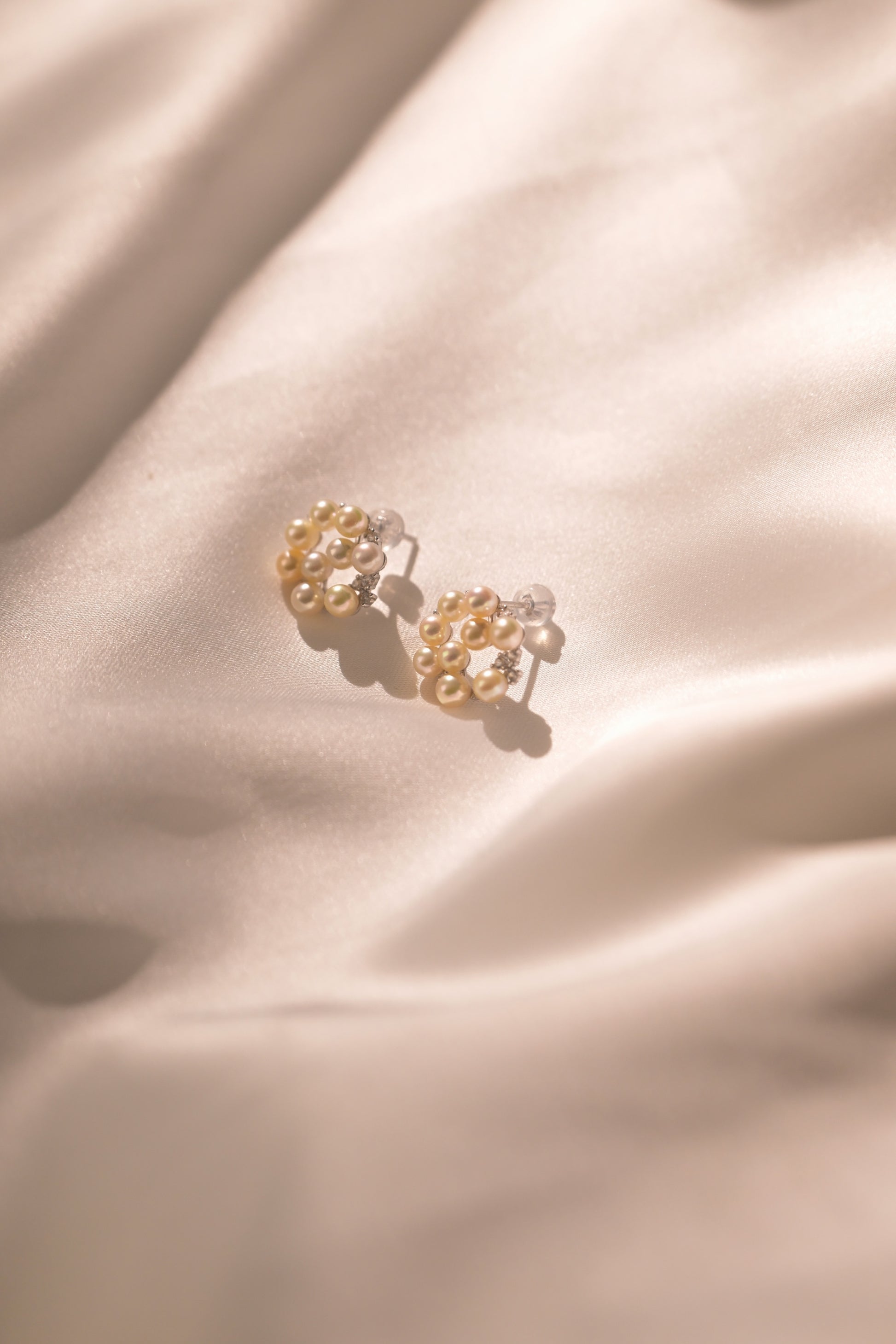 "Feather" Akoya Floral Pearl Stud Earrings