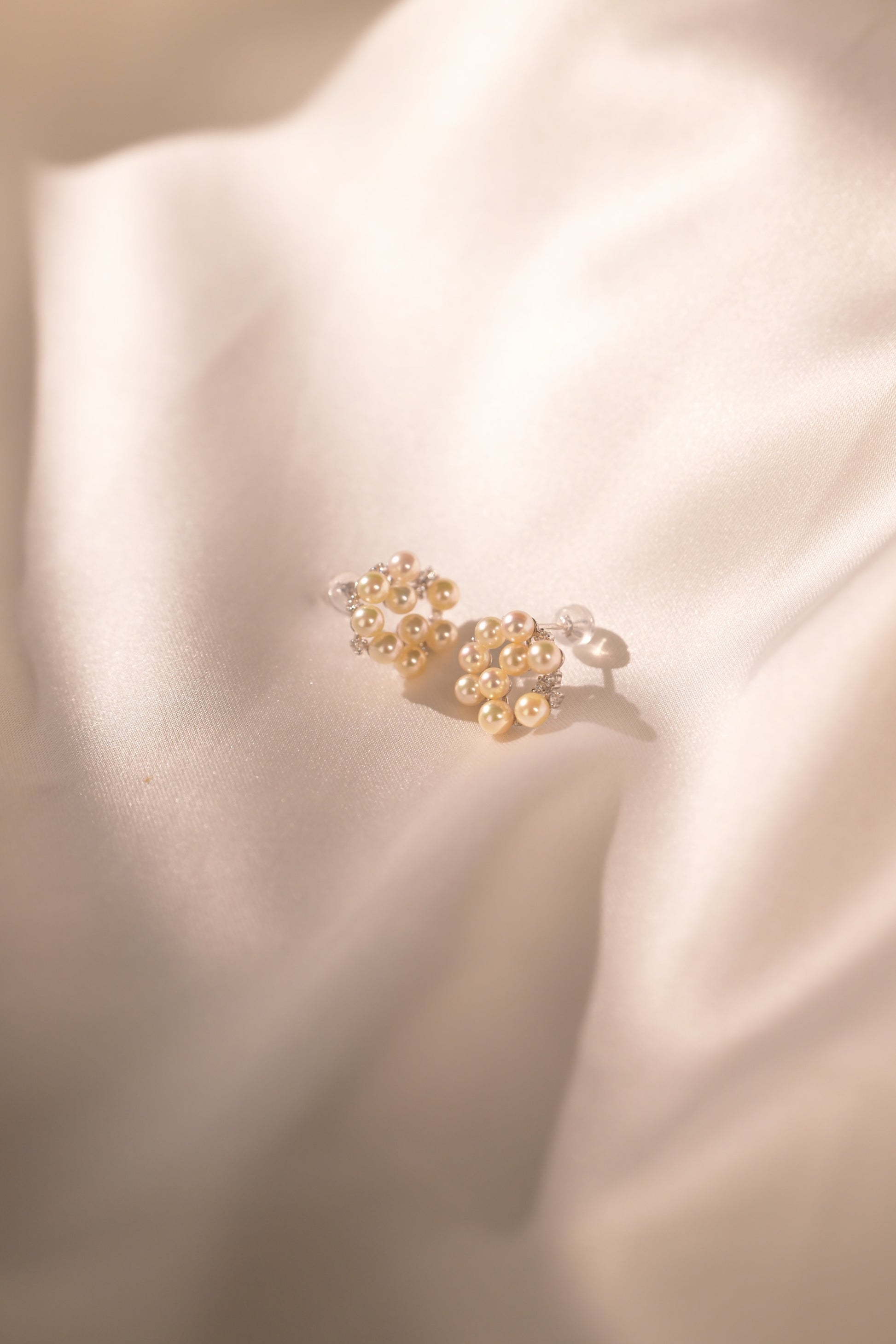 "Feather" Akoya Floral Pearl Stud Earrings