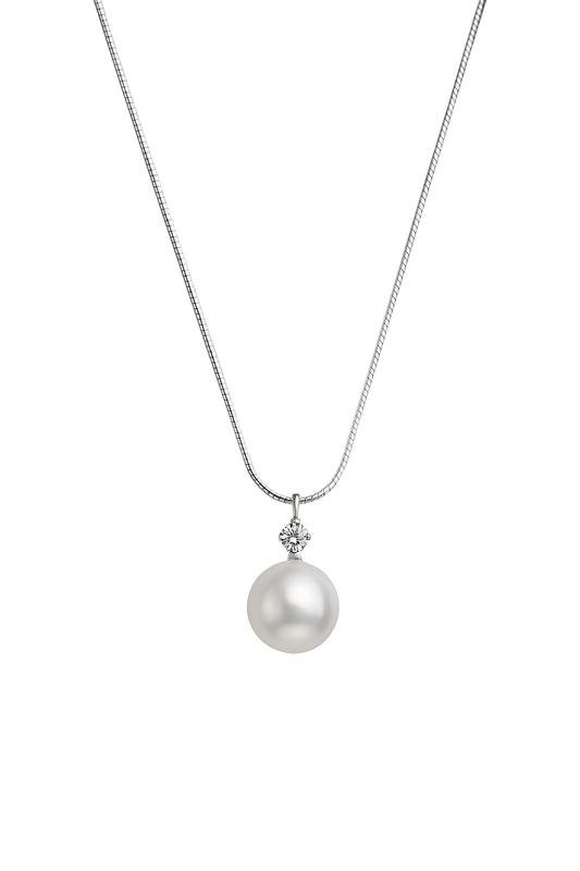 Seawater Round Pearl Diamond Necklace