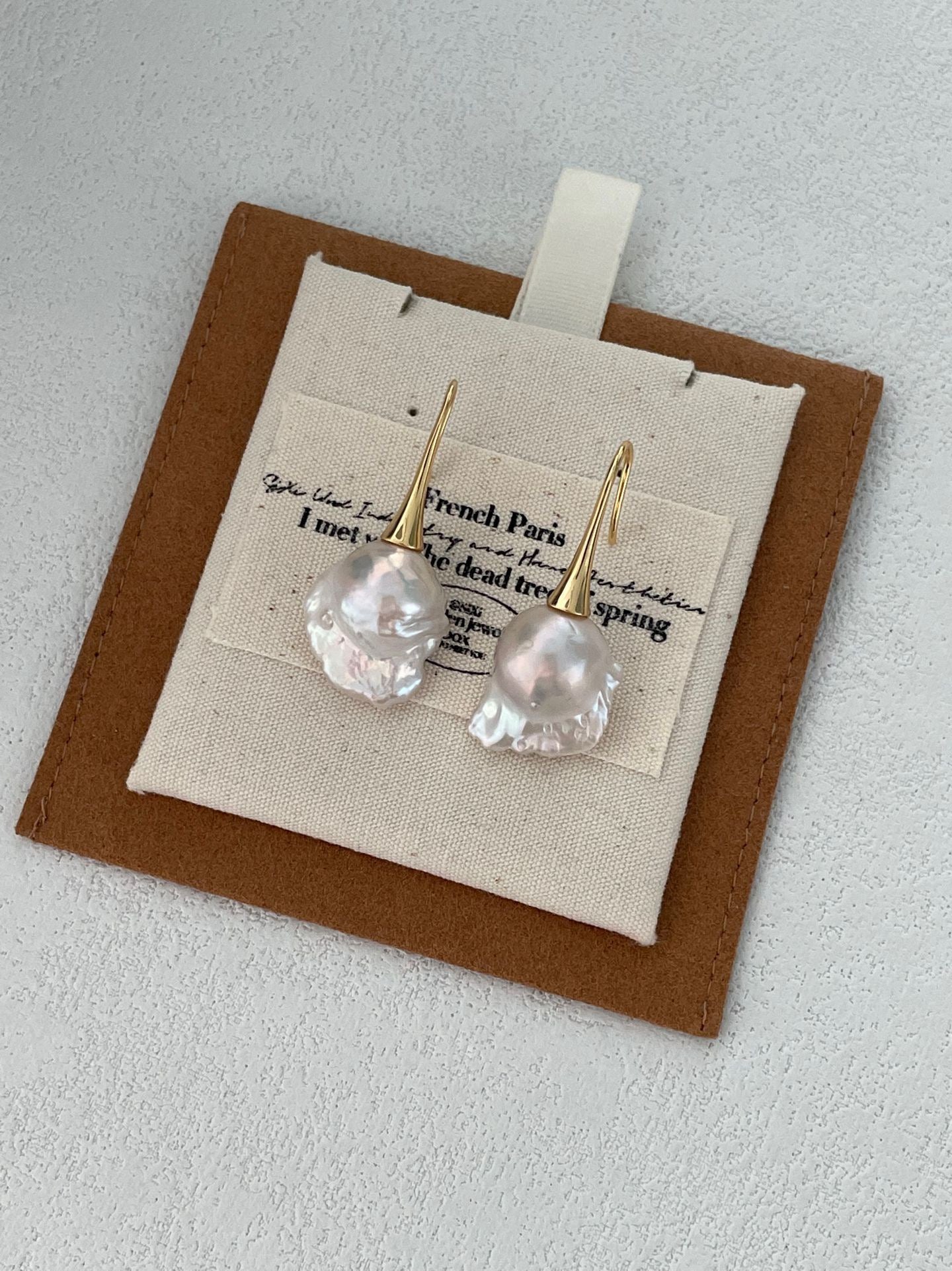 Cream Dumplings Large Core Baroque Earrings