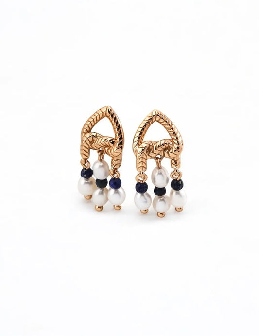 Knotting Pearl & Lapis lazuli Earring My Store