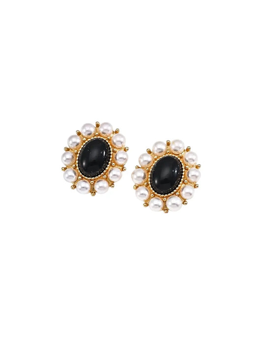 Black Onyx Pearls Earring My Store