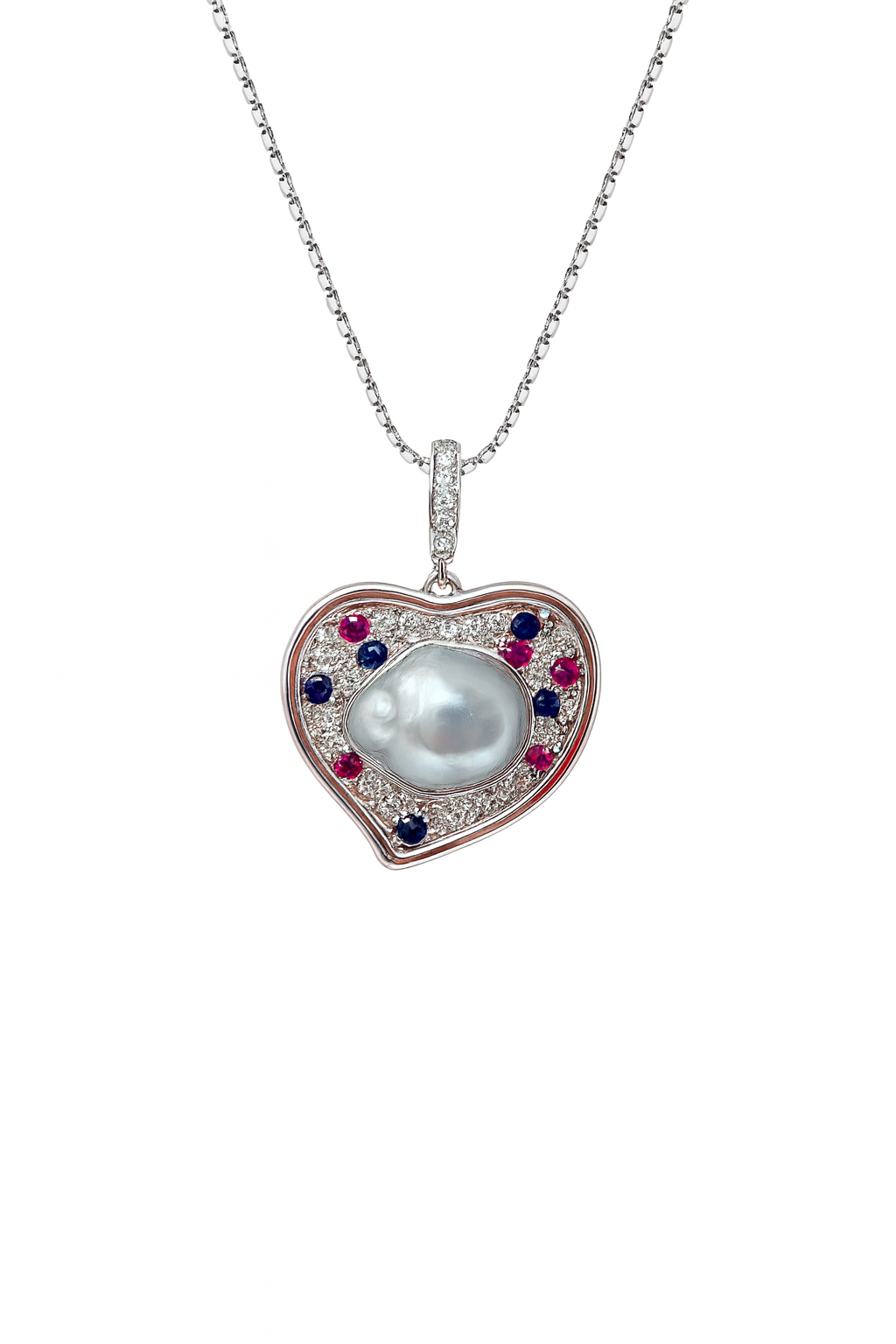 ‘Sanctum Mare’ Rare Glacier Blue Australian White Baroque Pearl Necklace