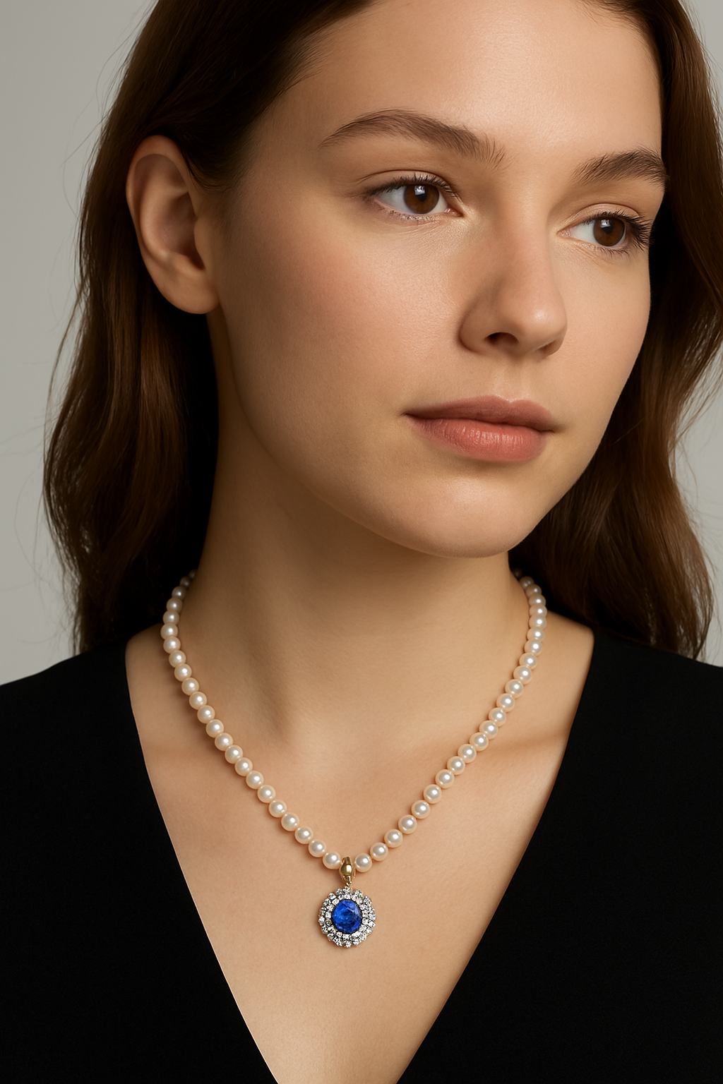 Cultivated Sapphire & Freshwater Pearl Cornflower Necklace