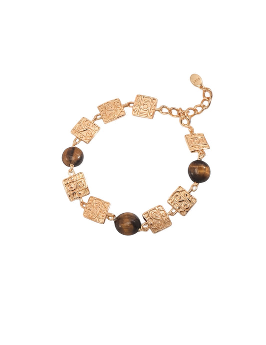 Tiger Eye& Relief Sculpture Bracelet