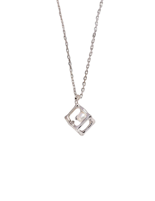 Cube Cage Pearl Necklace