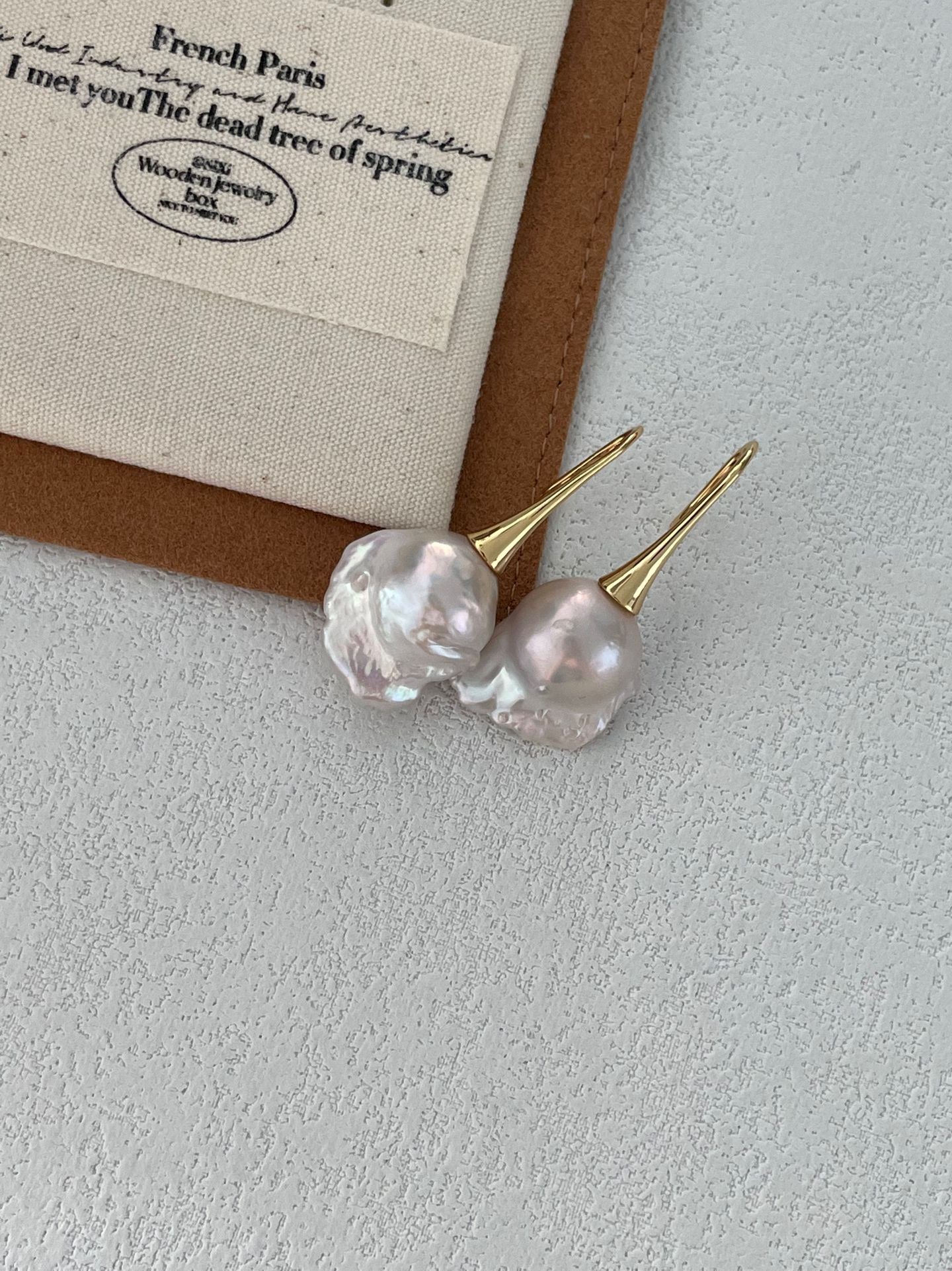 Cream Dumplings Large Core Baroque Earrings
