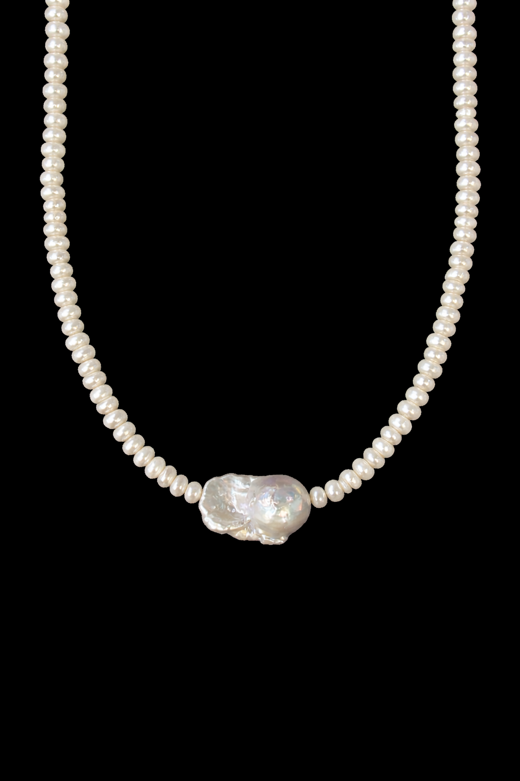 Aurora Snow-White Baroque and Rice-Grain Natural Pearl Necklace