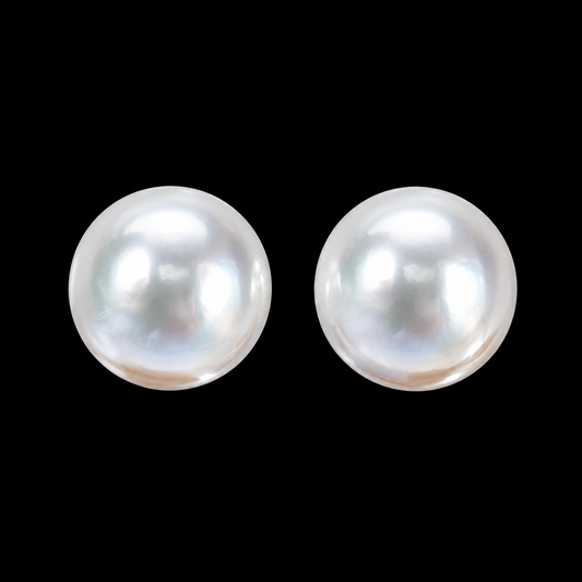 “Blue-Gray” Mist Freshwater Mabe Pearl Statement Earrings