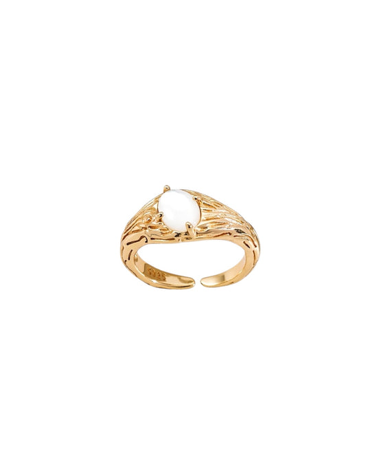 Moonlight Beads Gold Filigree Ring