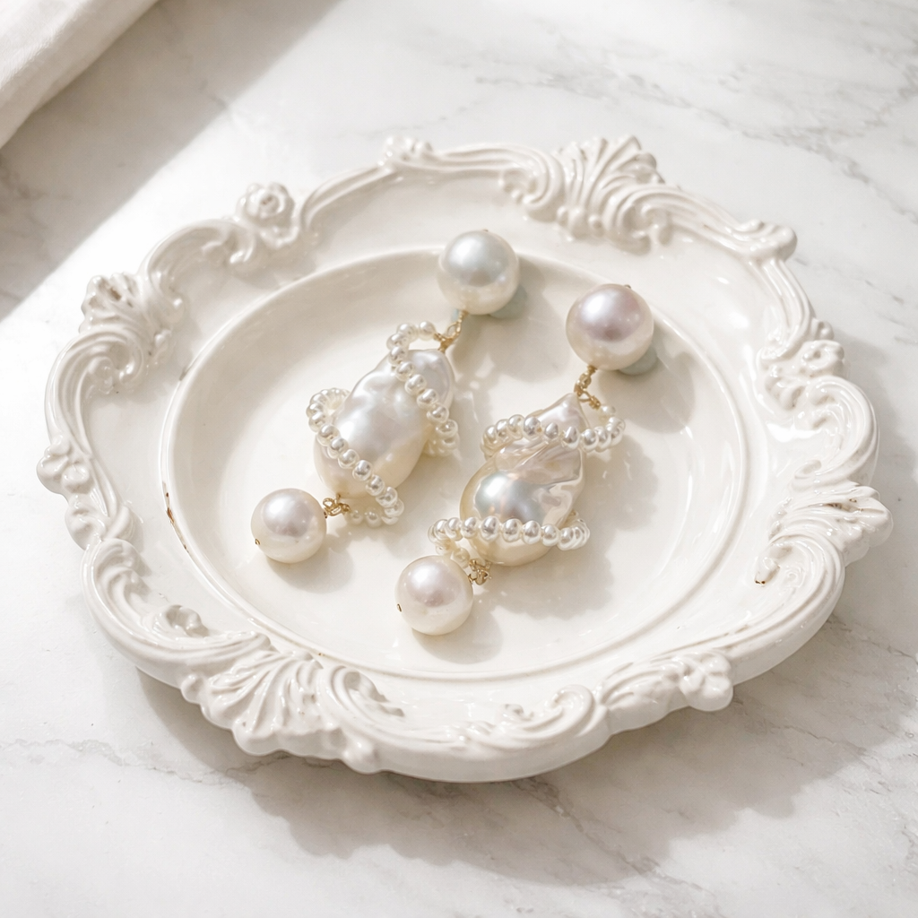 Dreamy Christmas Tree Baroque Pearl Earrings