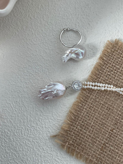 Pink Diamond Peony Bud Baroque Necklace