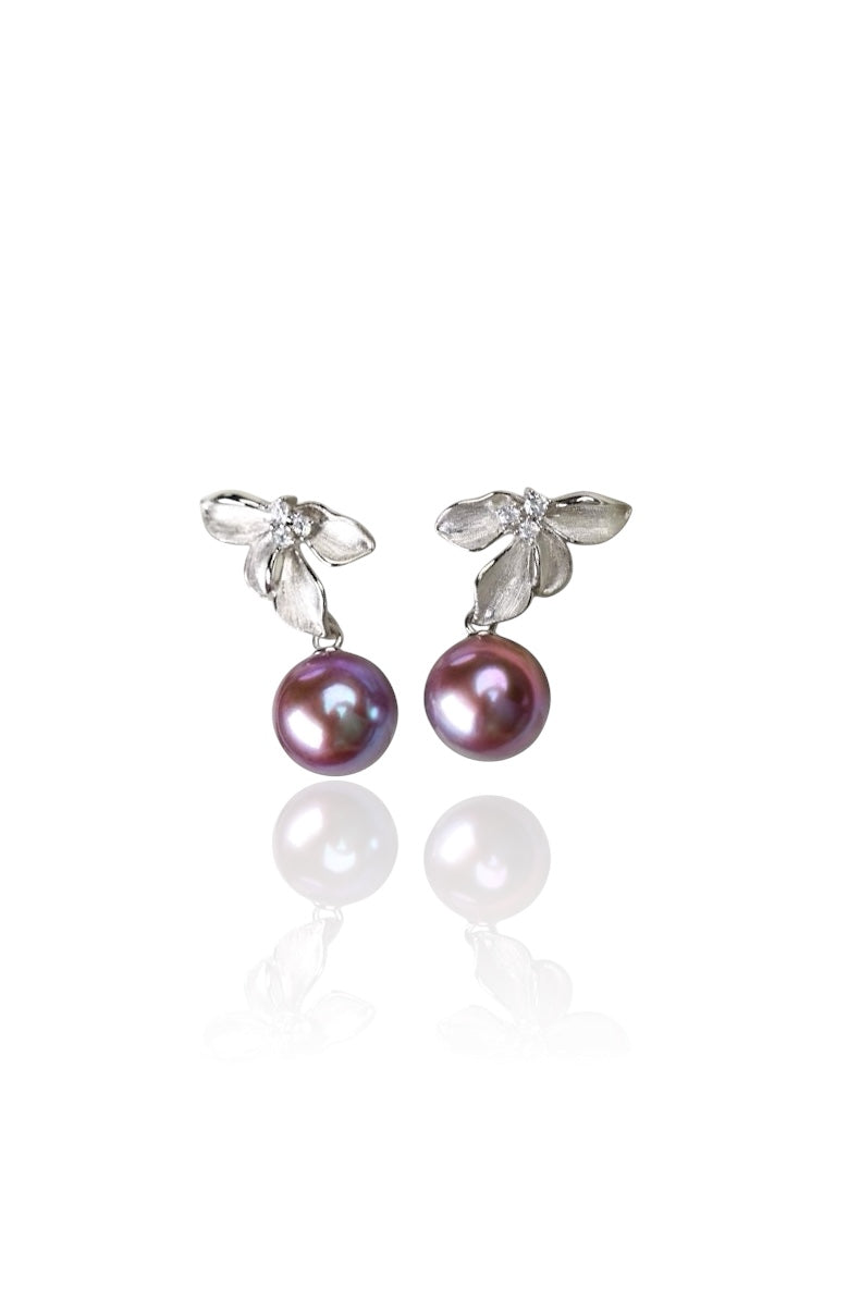 ‘’ Floral Words‘’ Iris purple Edison Earrings