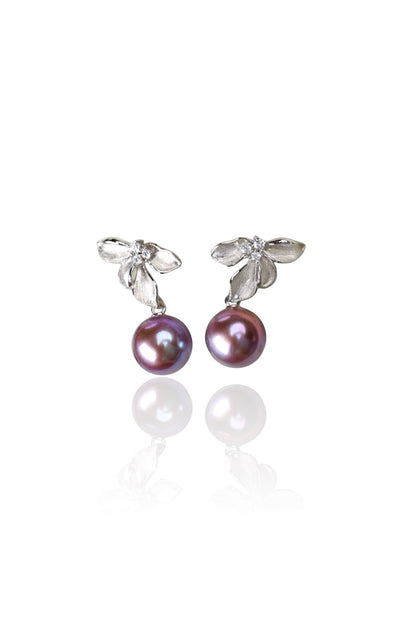 ‘’ Floral Words‘’ Iris purple Edison Earrings