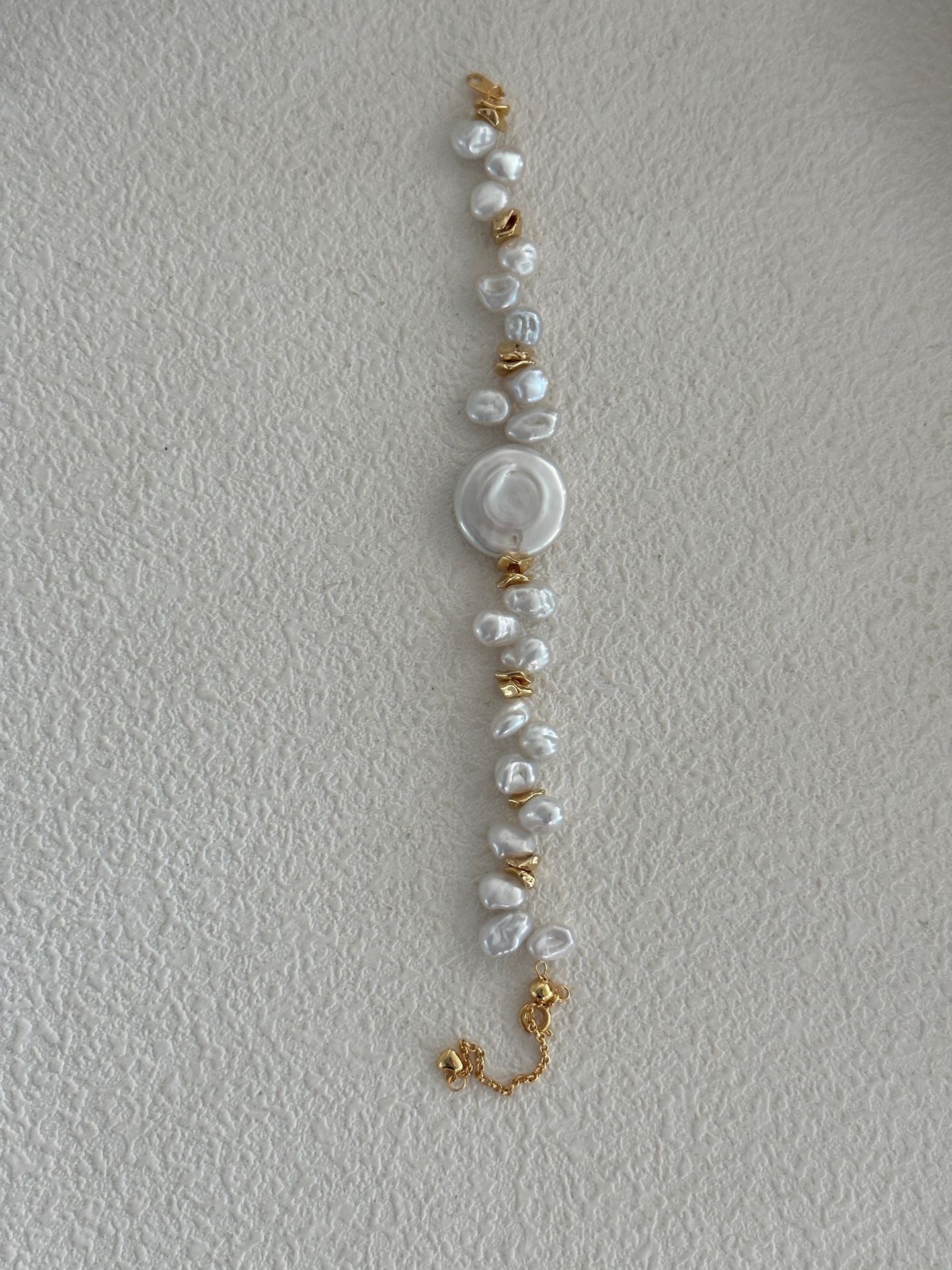 Metal Keshi Petal Golden Bracelet