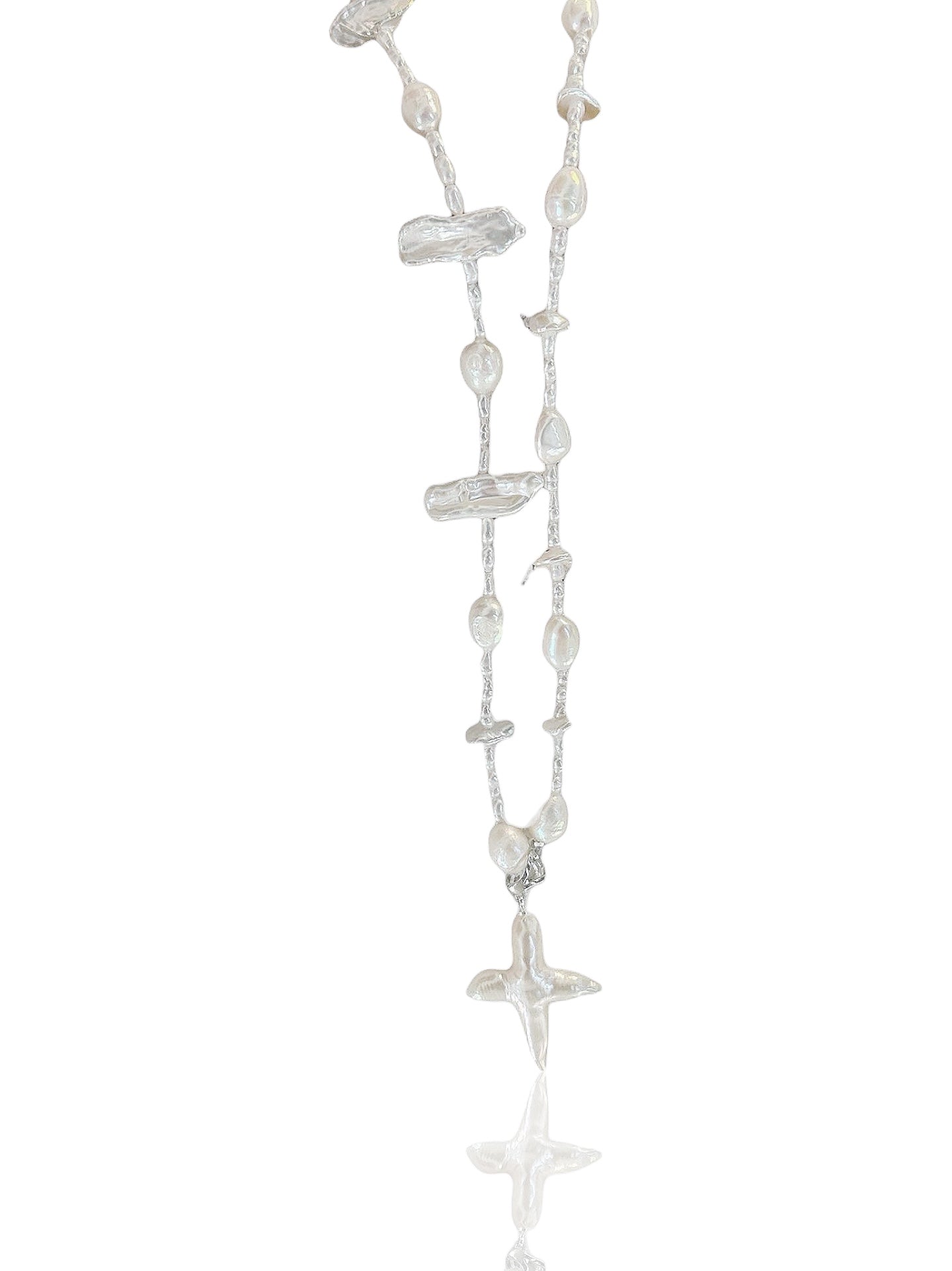 Fishbone Baroque Cross Necklace