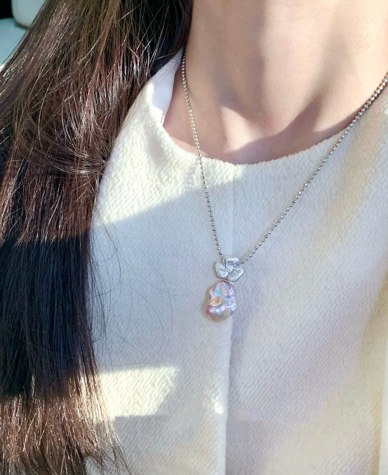 “Floral words” Pink Baroque Necklace