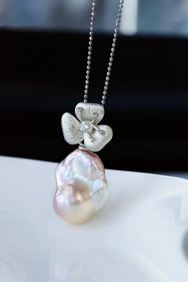 “Floral words” Pink Baroque Necklace