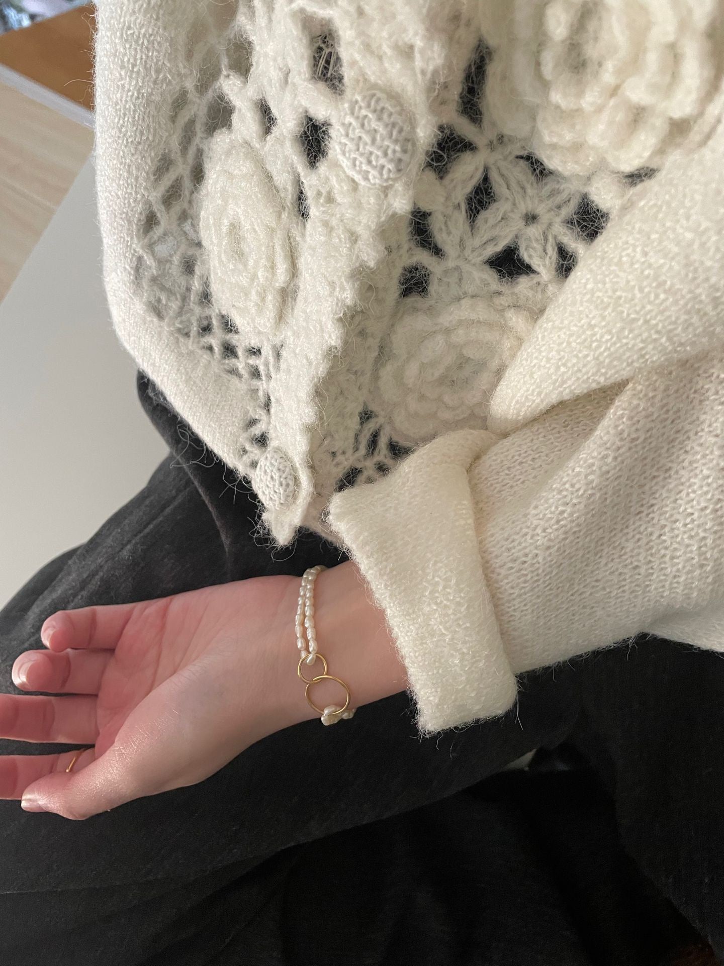 Double-layered Slim Pearl Bracelet