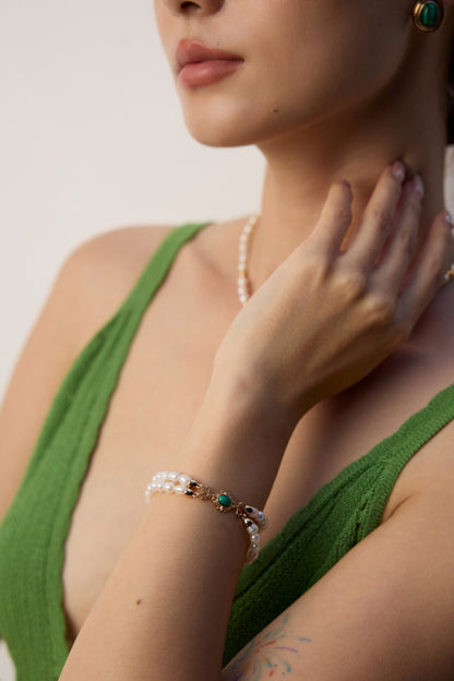 Palace Malachite Pearl Bracelet