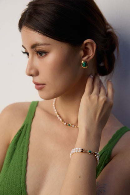 Palace Malachite Pearl Bracelet