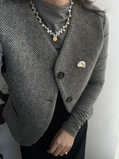 Metal Keshi Pearl Golden Necklace