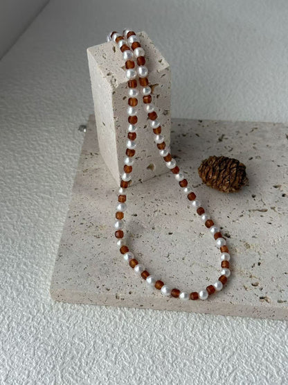 Tiny Pearl & Pomegranate Necklace